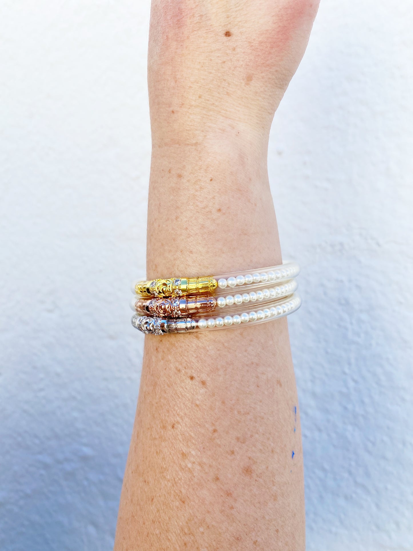 Three Queens All Weather Bangles® (AWB®) - White Pearl MEDIUM