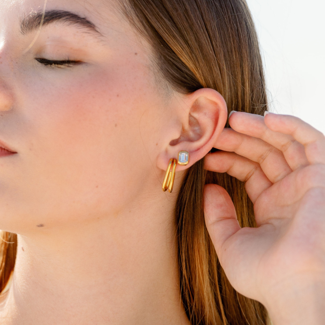 14k Gold-Plated Double Hoop Earrings