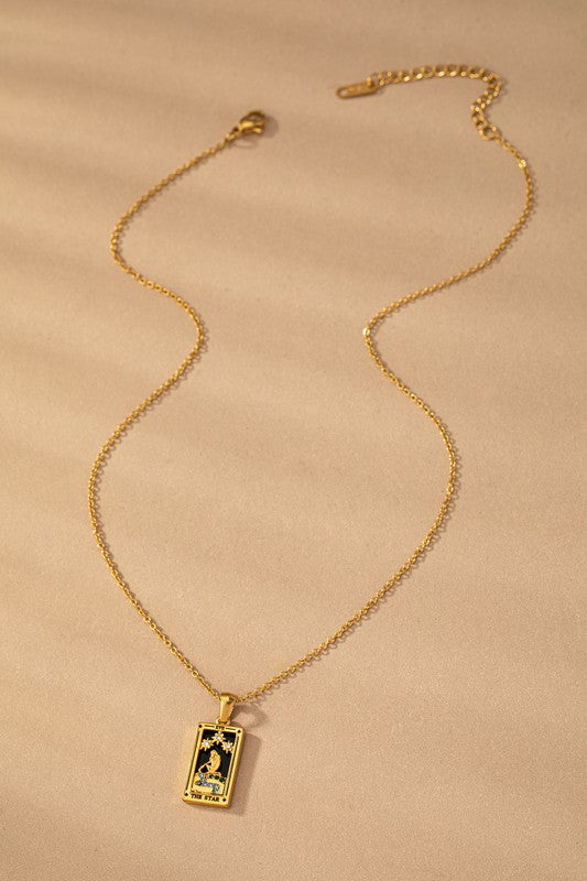 Water Proof  Tarrot Card Natural Stone Necklace