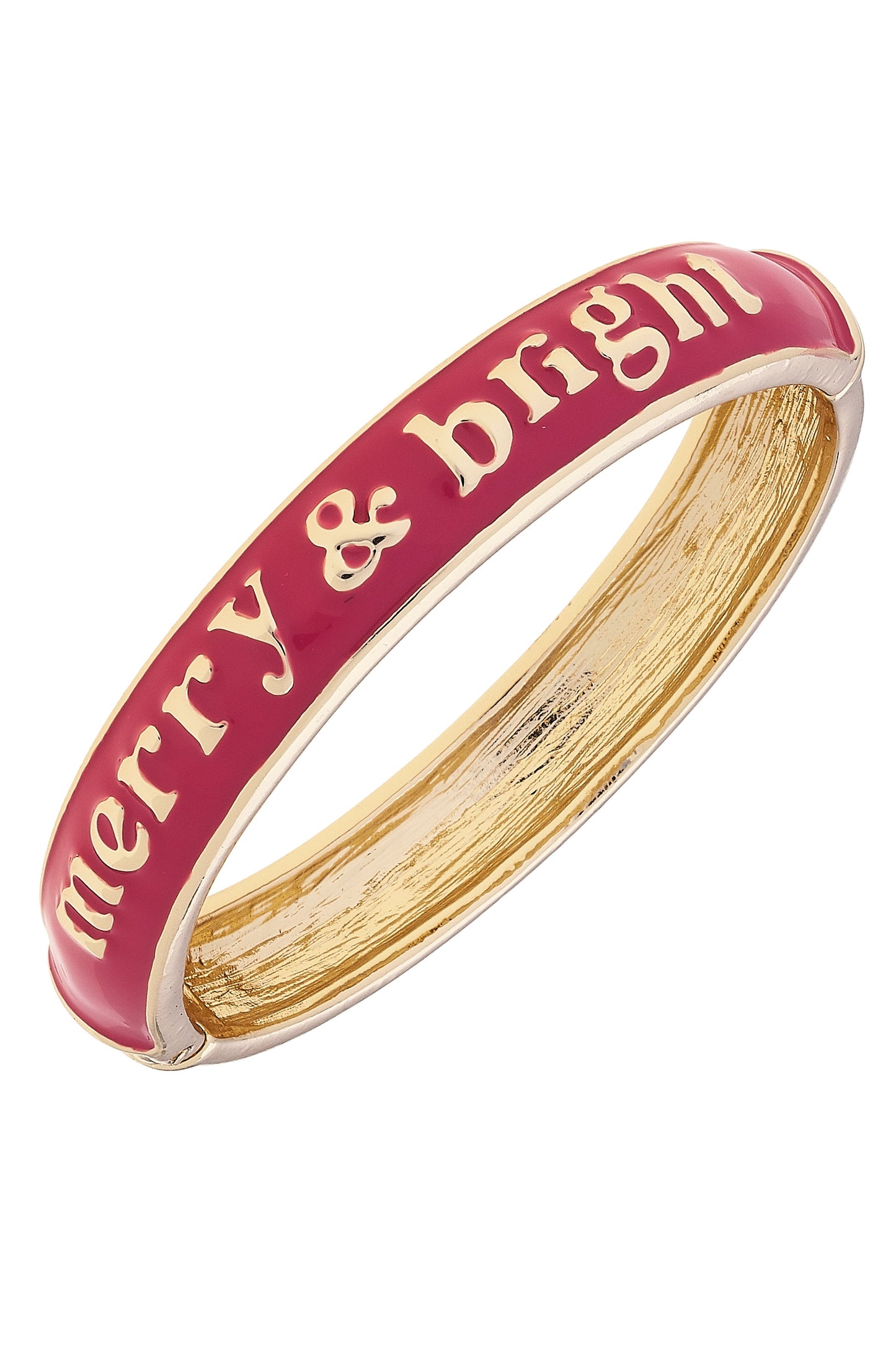 Merry & Bright Enamel Hinge Bangle in Fuchsia