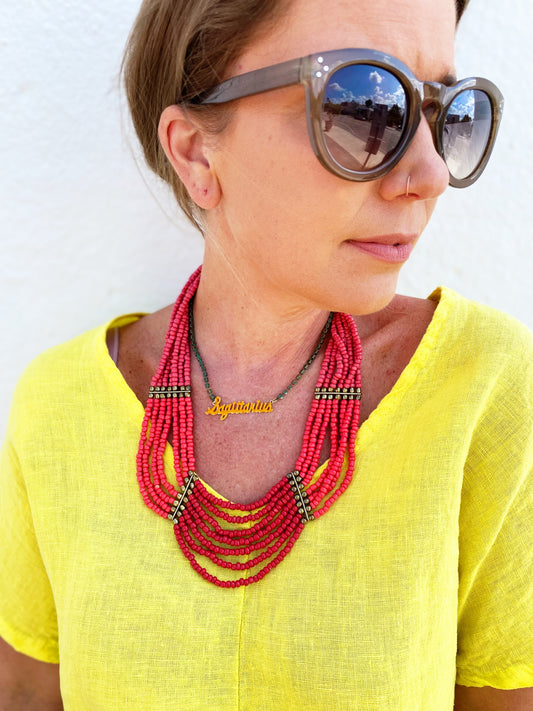 Vintage Inspired Coral Colored Necklace