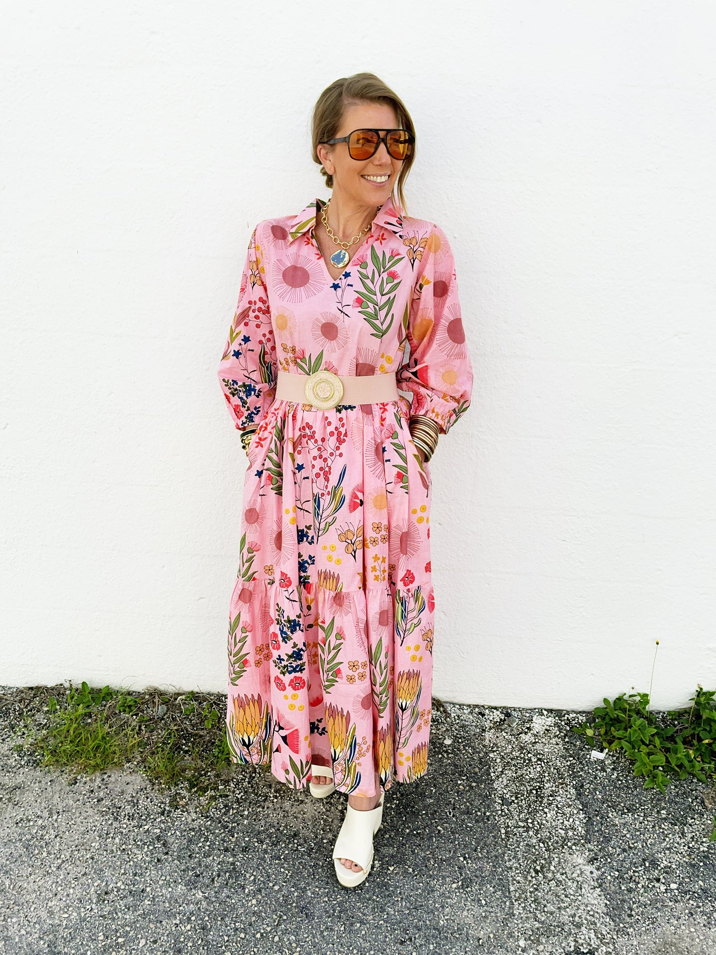 Alister Pink Belted Dress