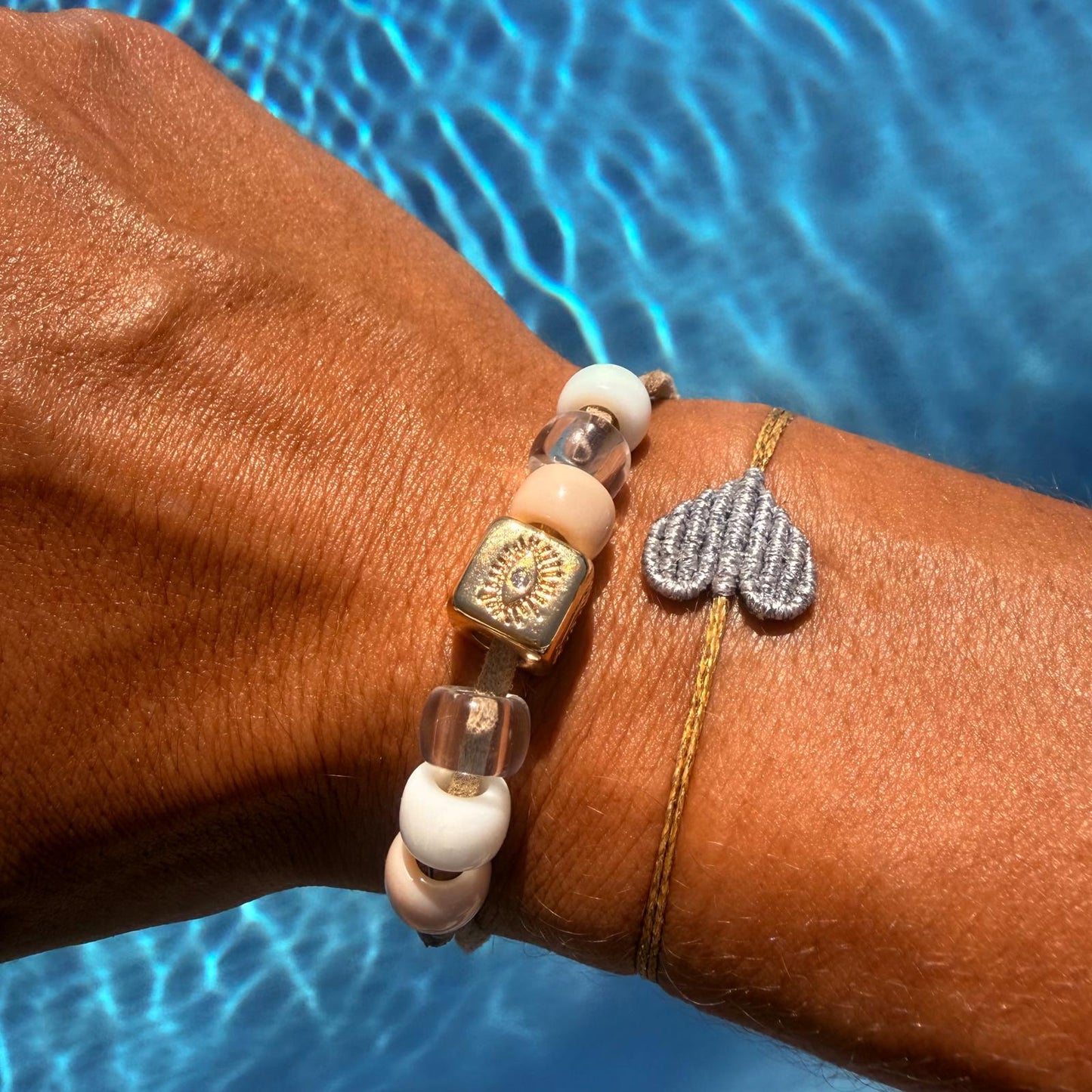 Suede Gold Evil Eye Charm Bracelet