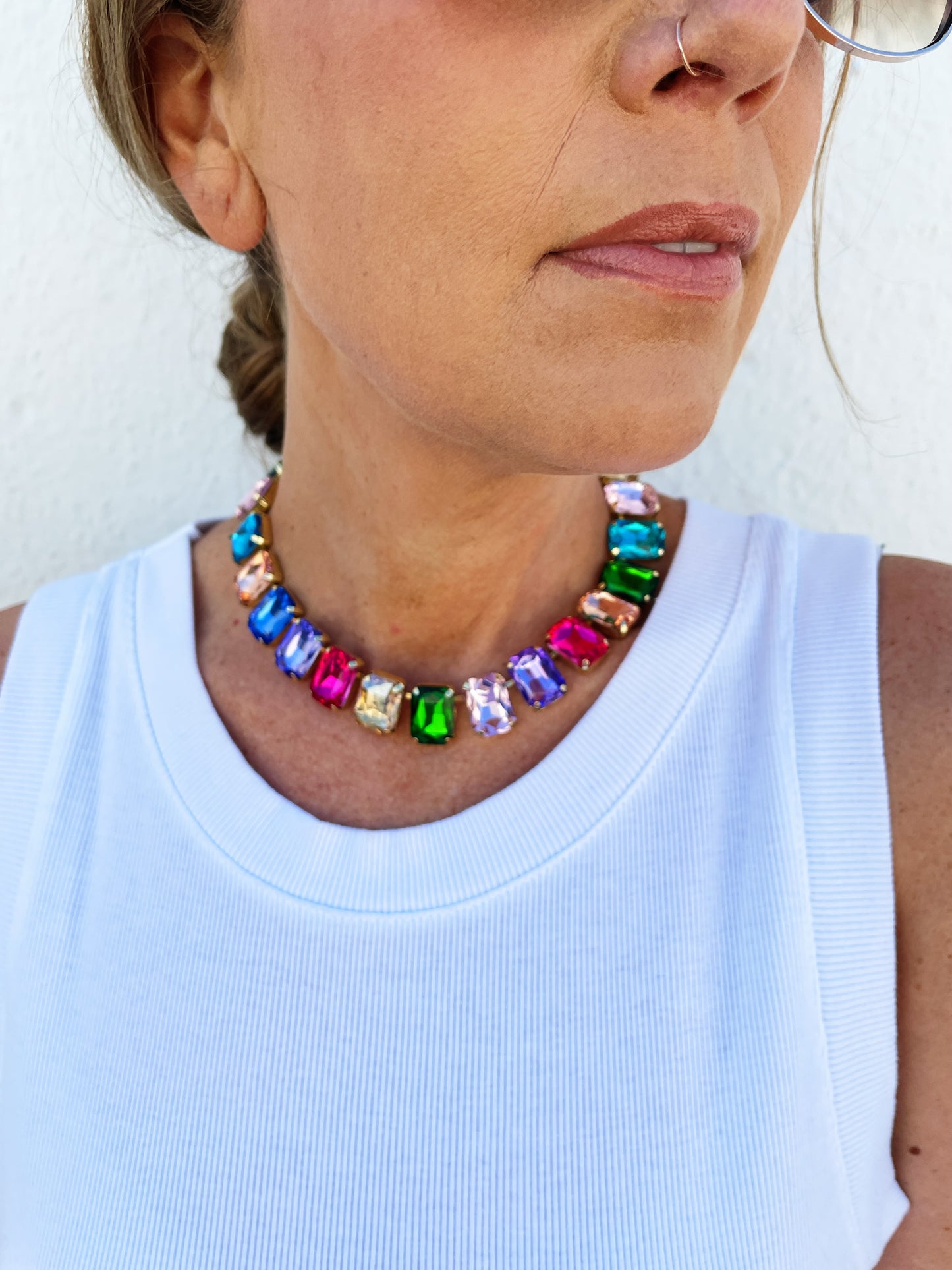 Banks Colorful Emerald Cut Necklace