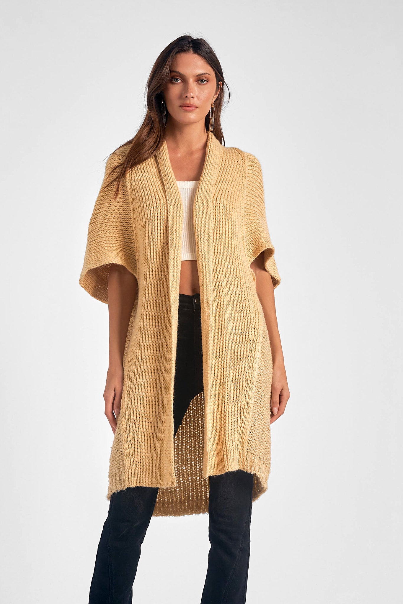 Beige Knit Duster