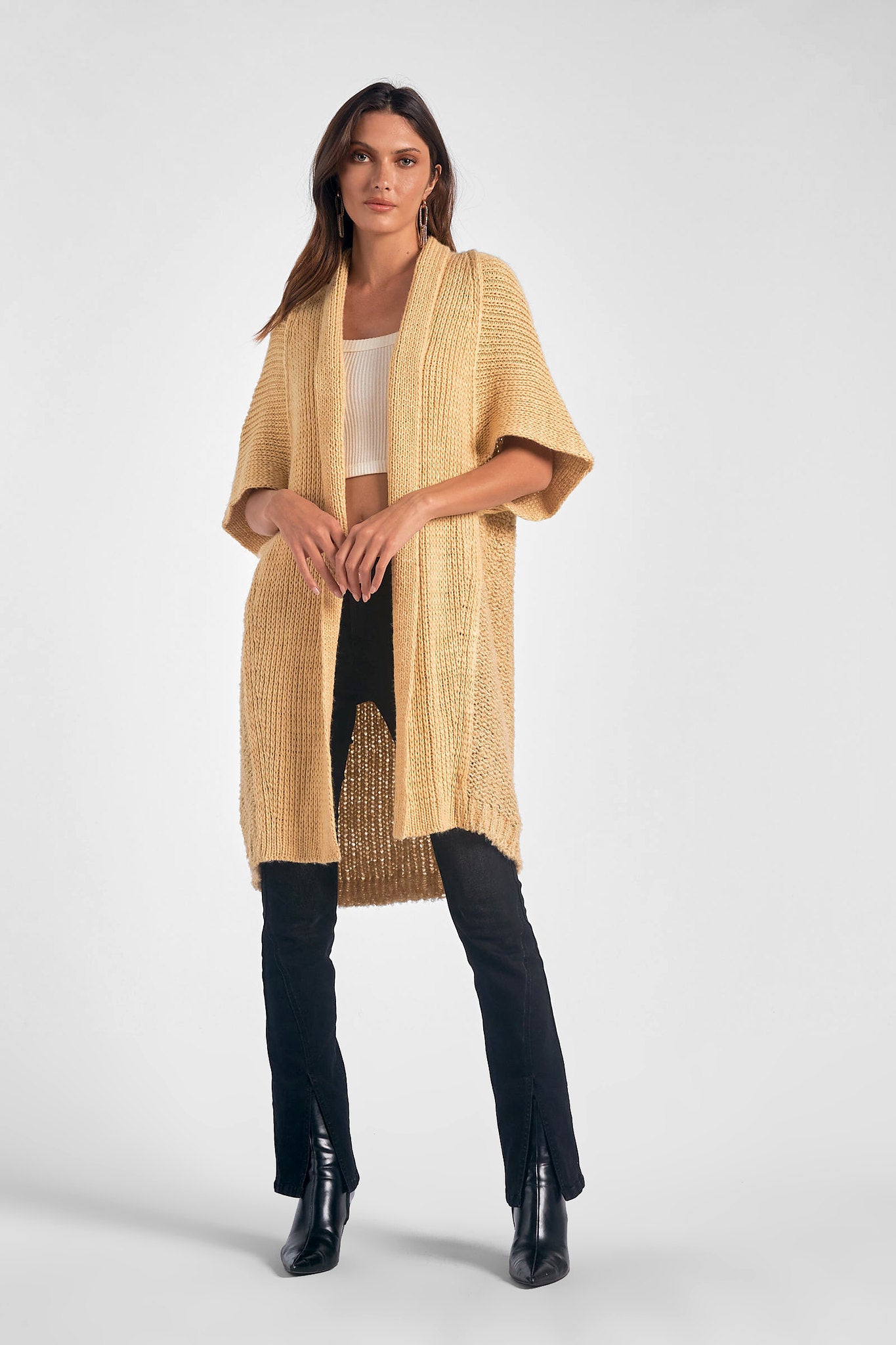 Beige Knit Duster