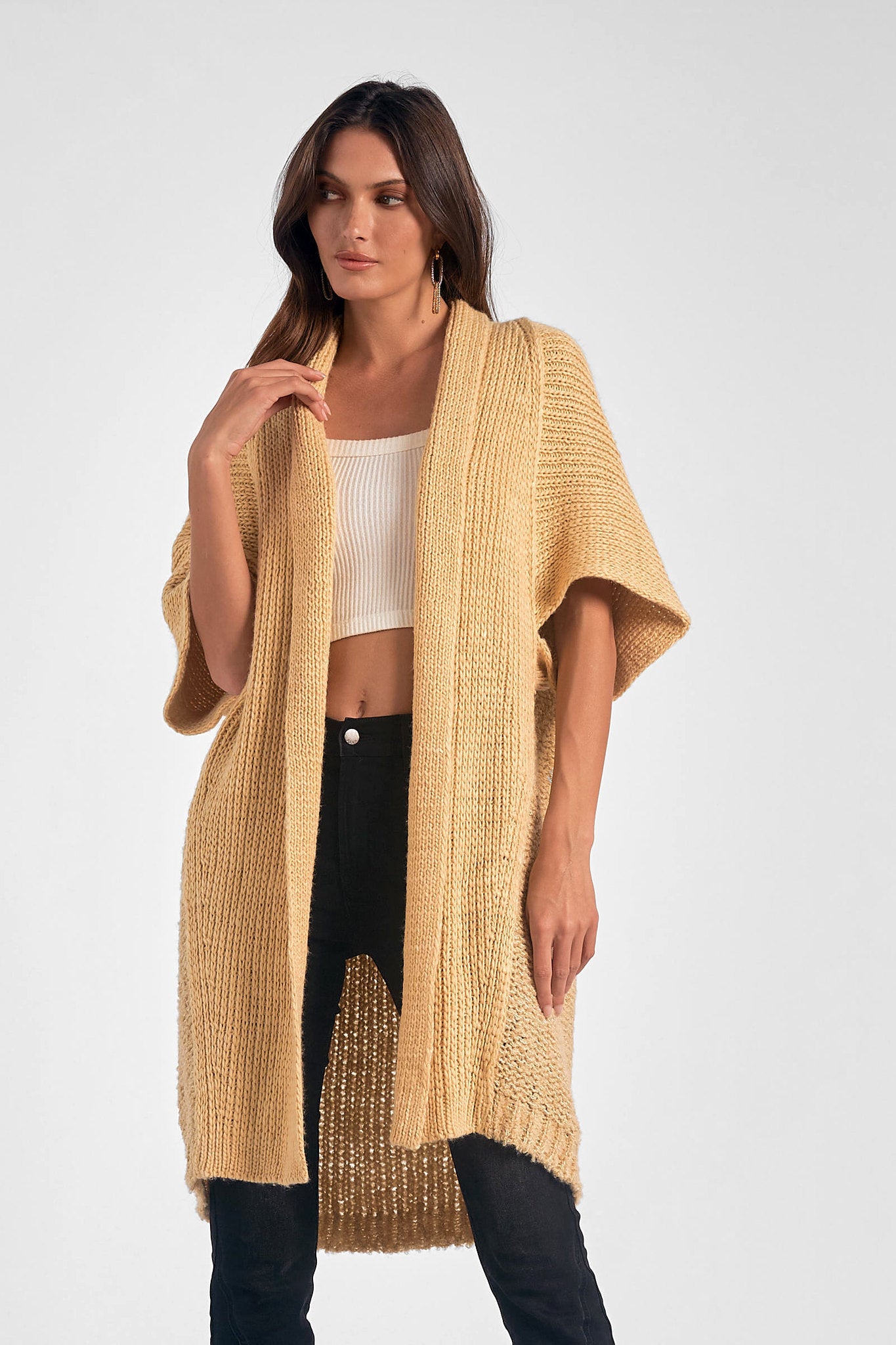 Beige Knit Duster