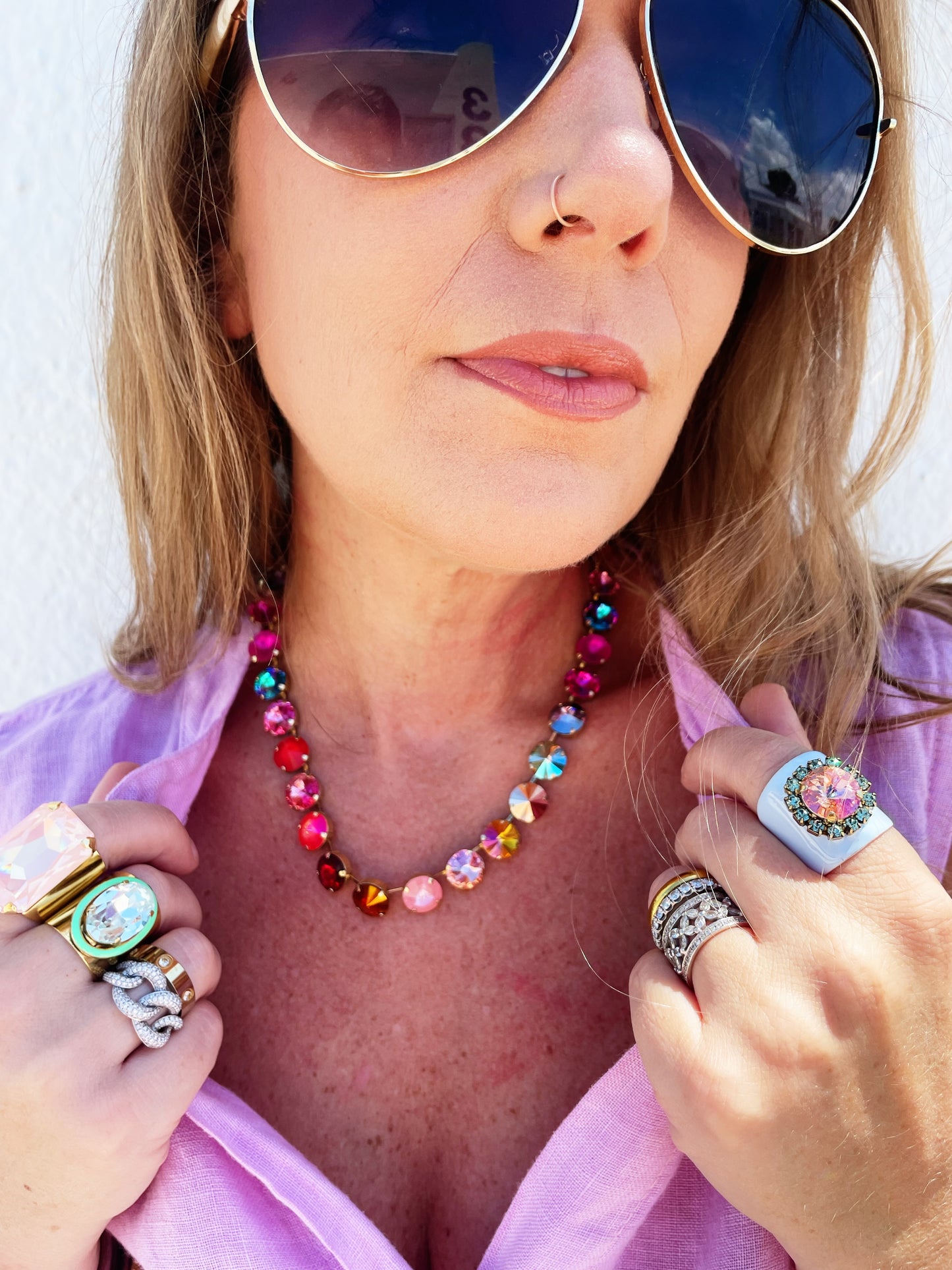The Sofia Necklace in Flamingo Mix