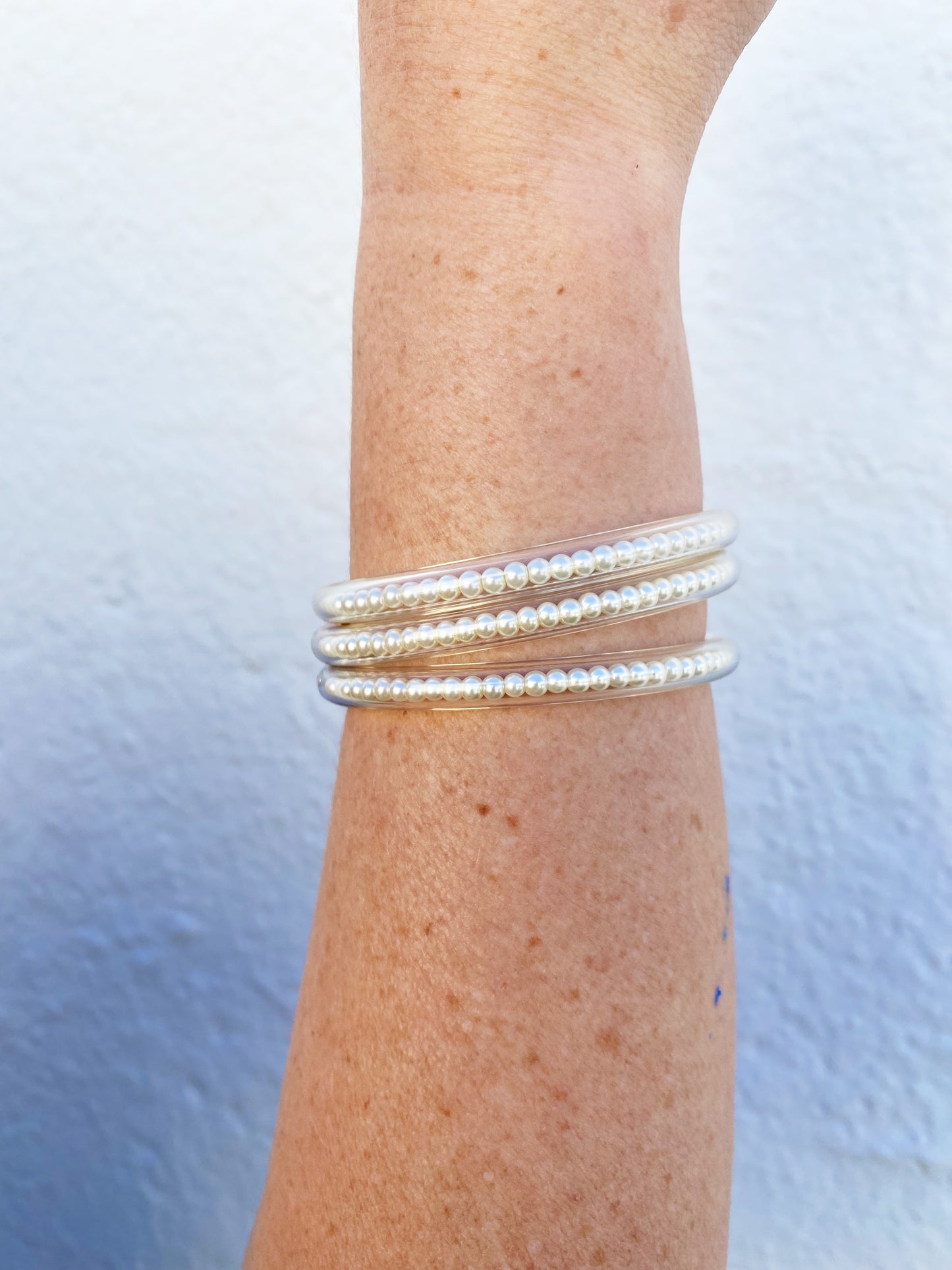 Three Queens All Weather Bangles® (AWB®) - White Pearl MEDIUM