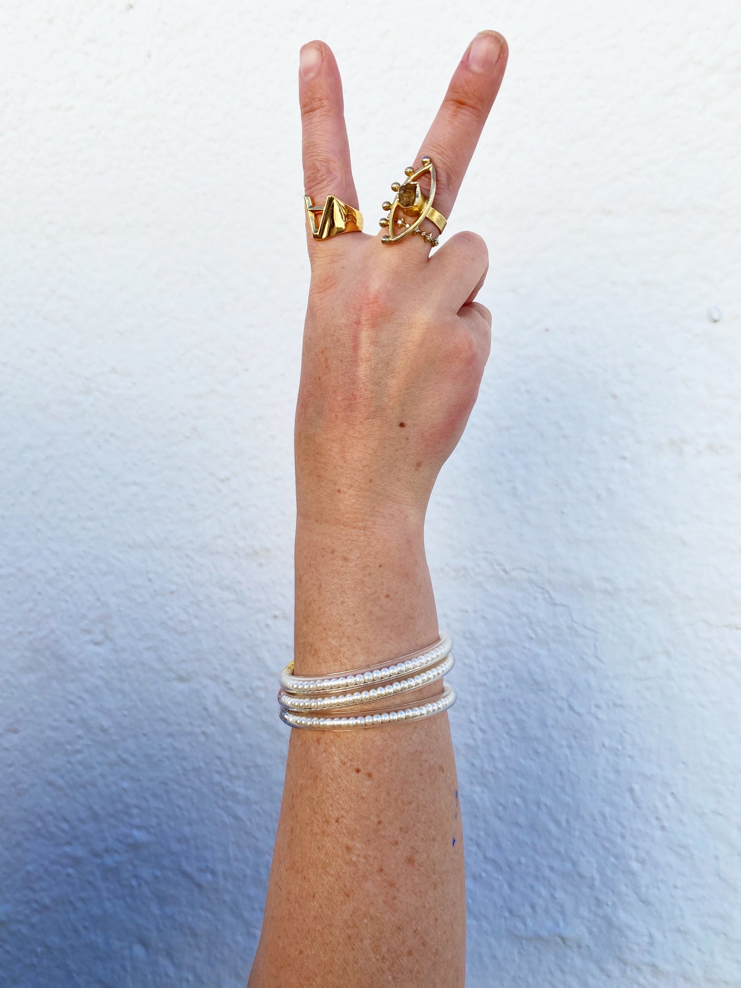 Three Queens All Weather Bangles® (AWB®) - White Pearl MEDIUM