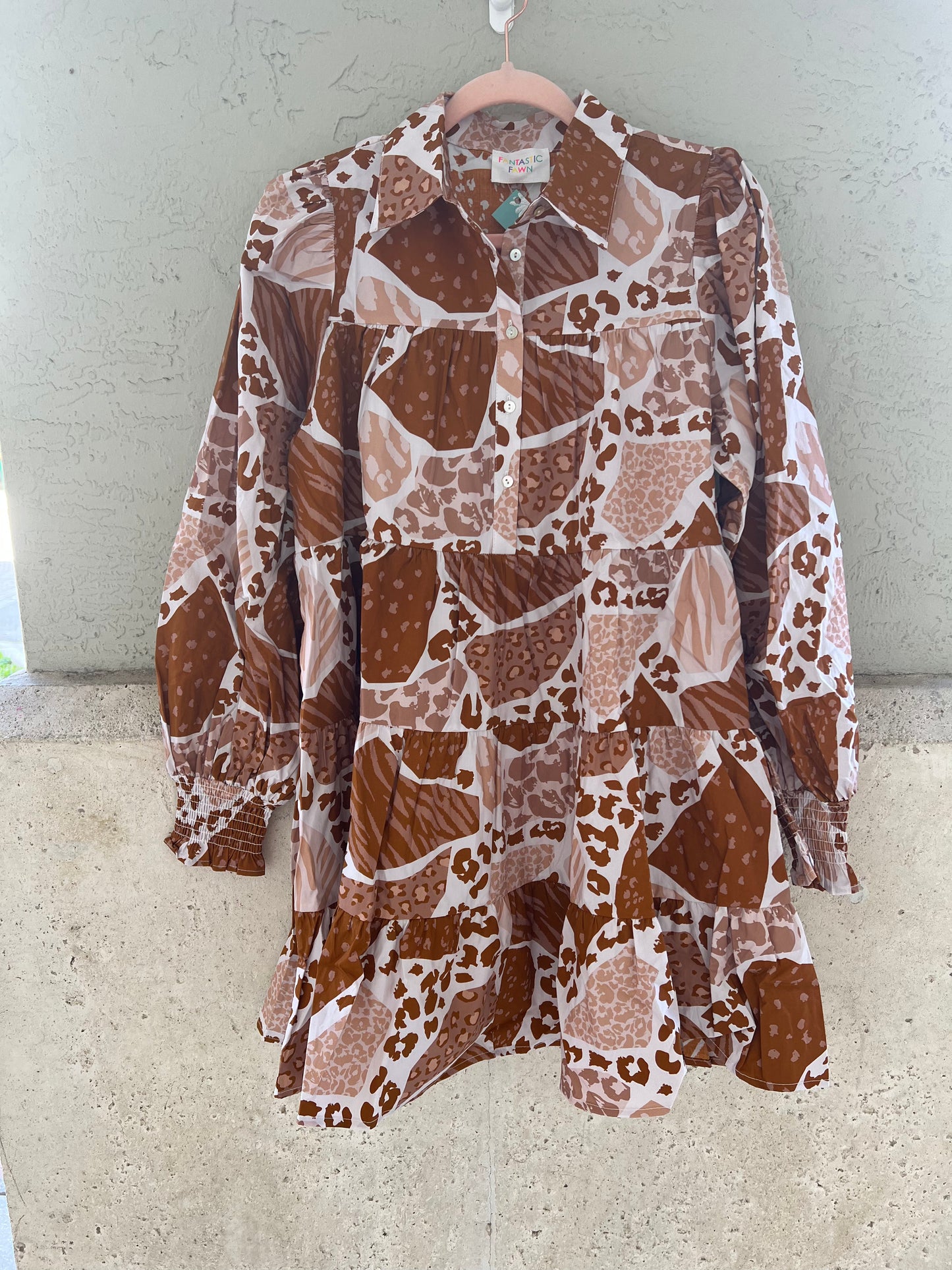 Camo Print Shirt Dress With Tiered Bottom