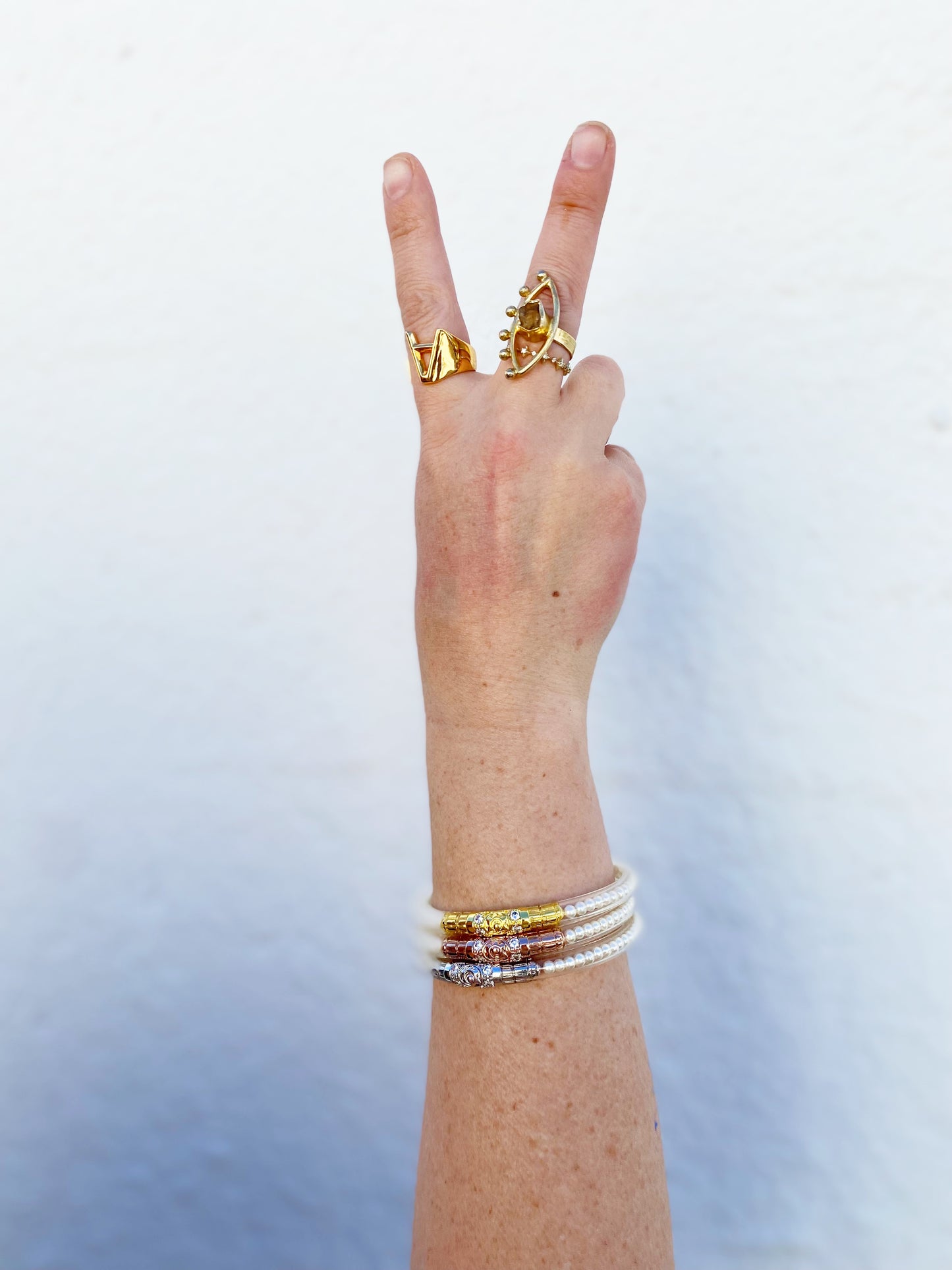 Three Queens All Weather Bangles® (AWB®) - White Pearl MEDIUM