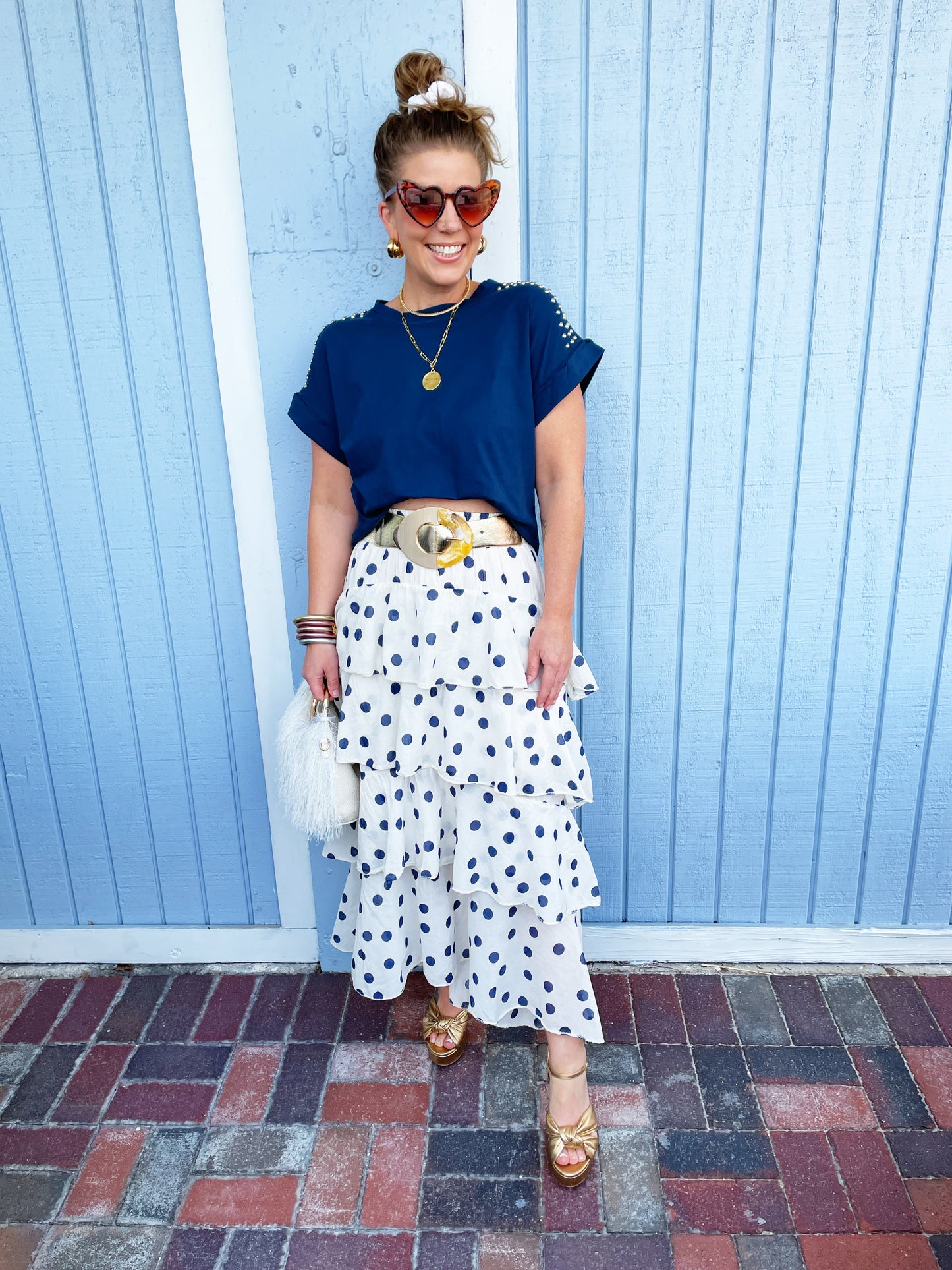 Alice Tee in Navy with Studs