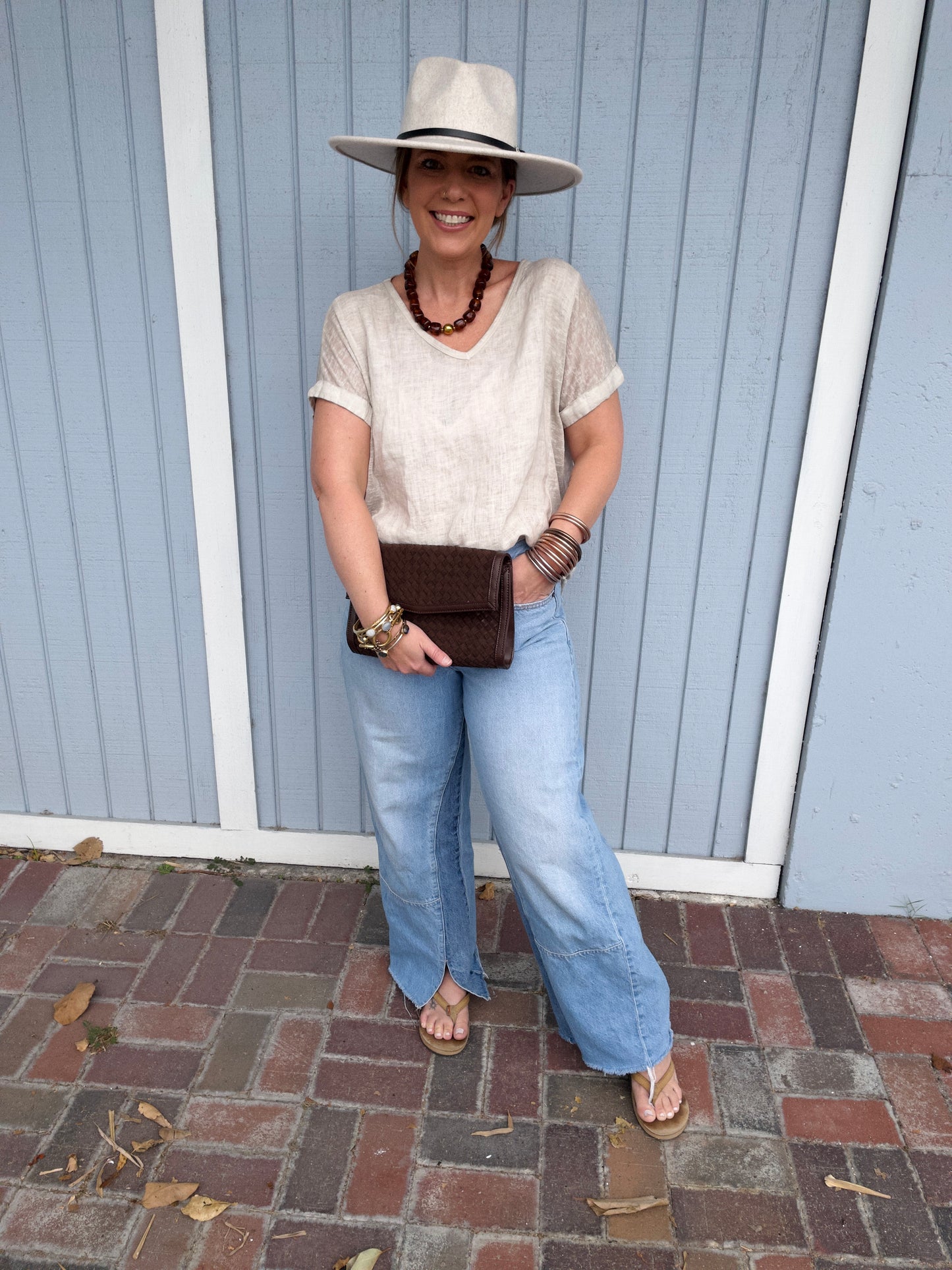 Beth Clutch- Chocolate Woven Vegan Suede