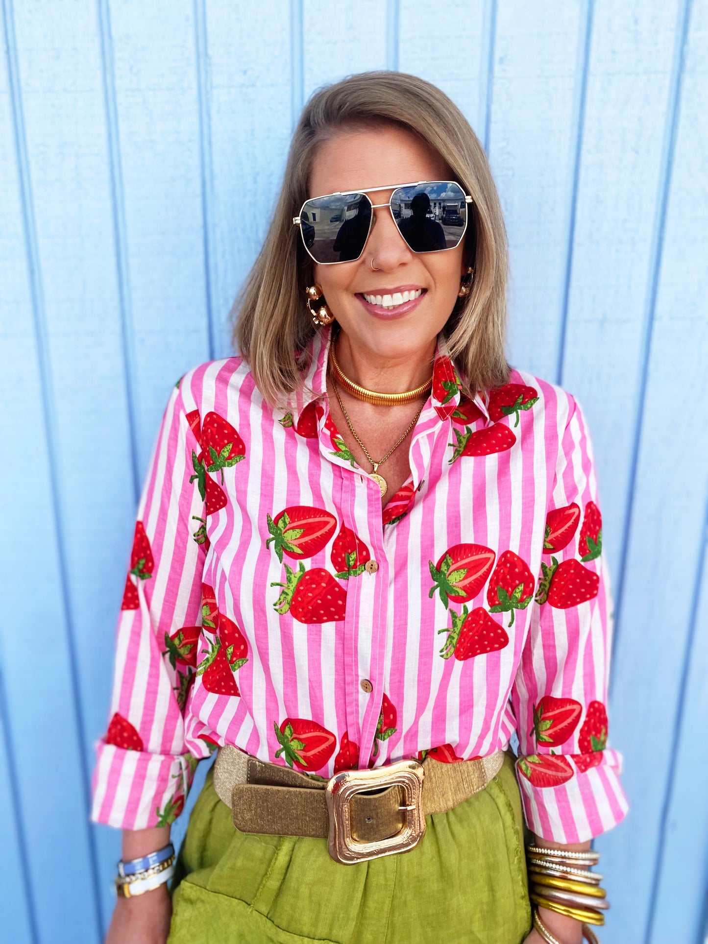 Strawberry Button Up