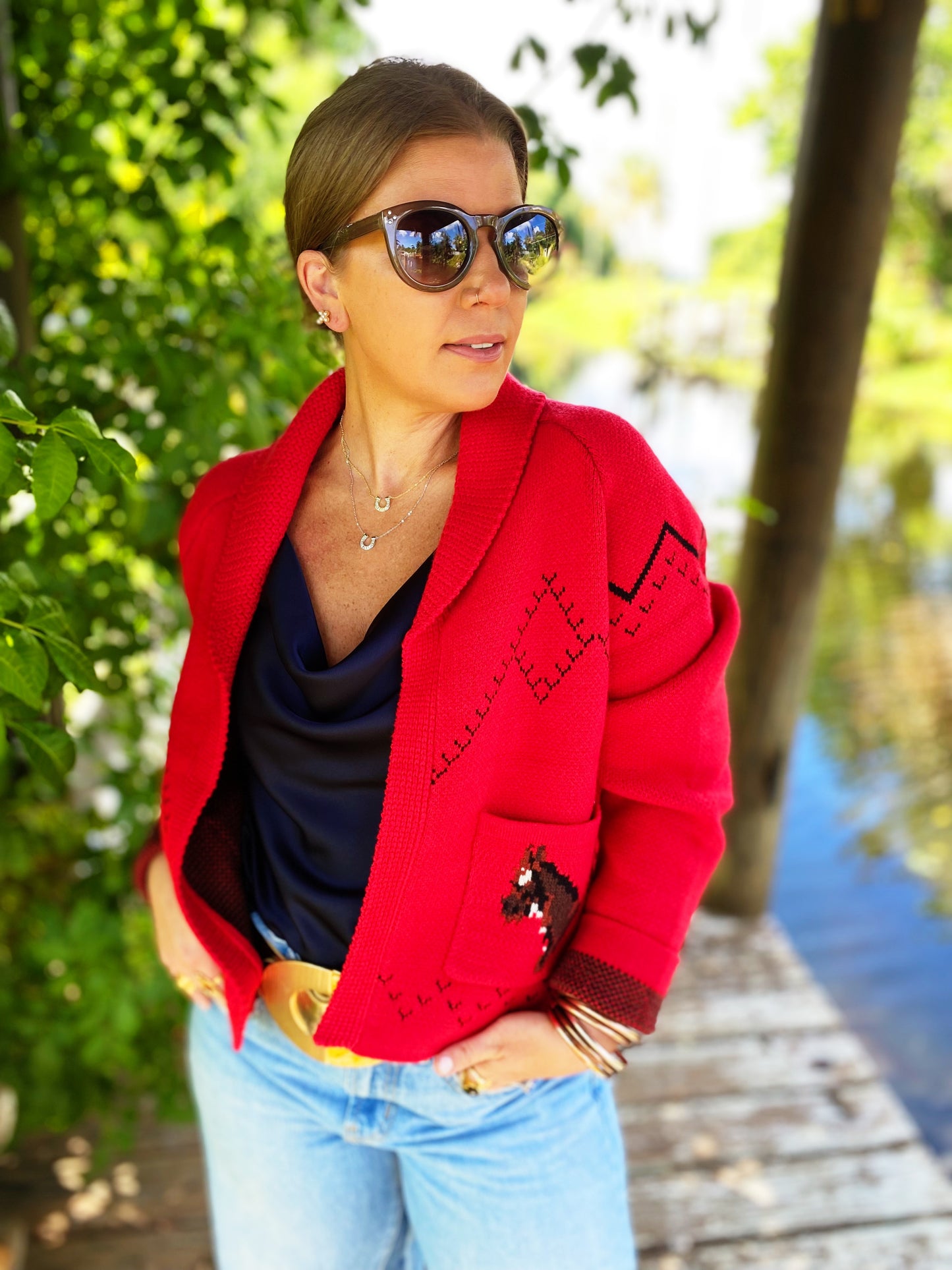 Giddyup Sweater in Red New Release