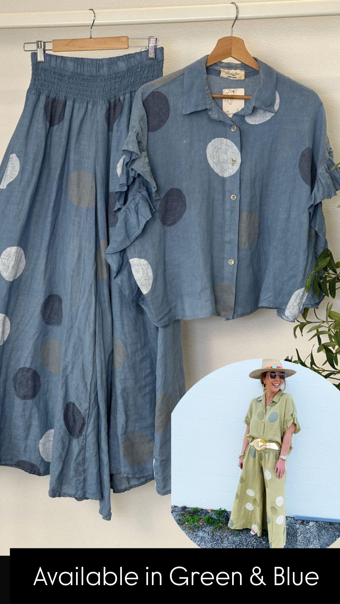 Phoebe Top in Blue Polka Dot