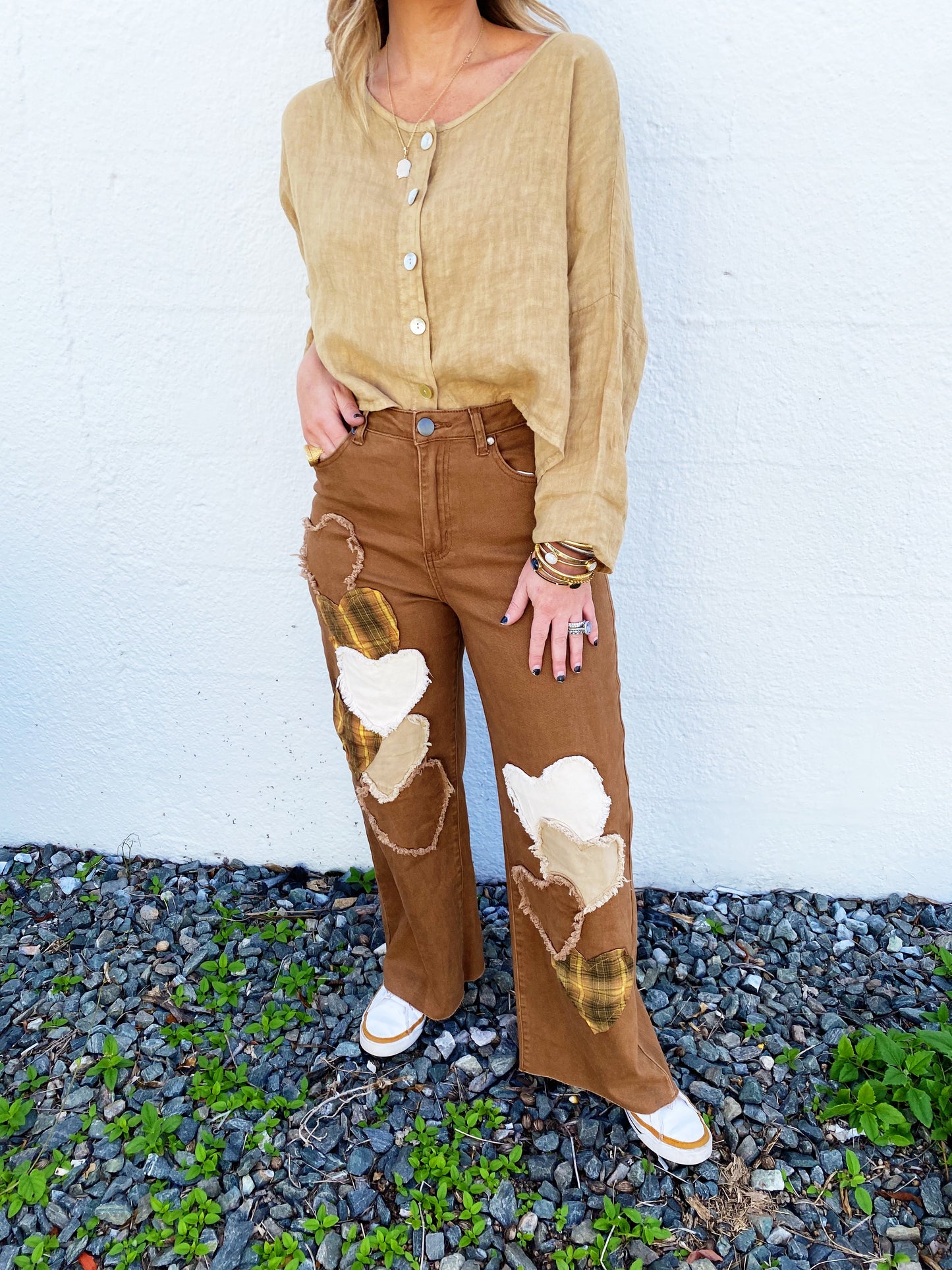 Wooden Heart Patch Pants FINAL SALE