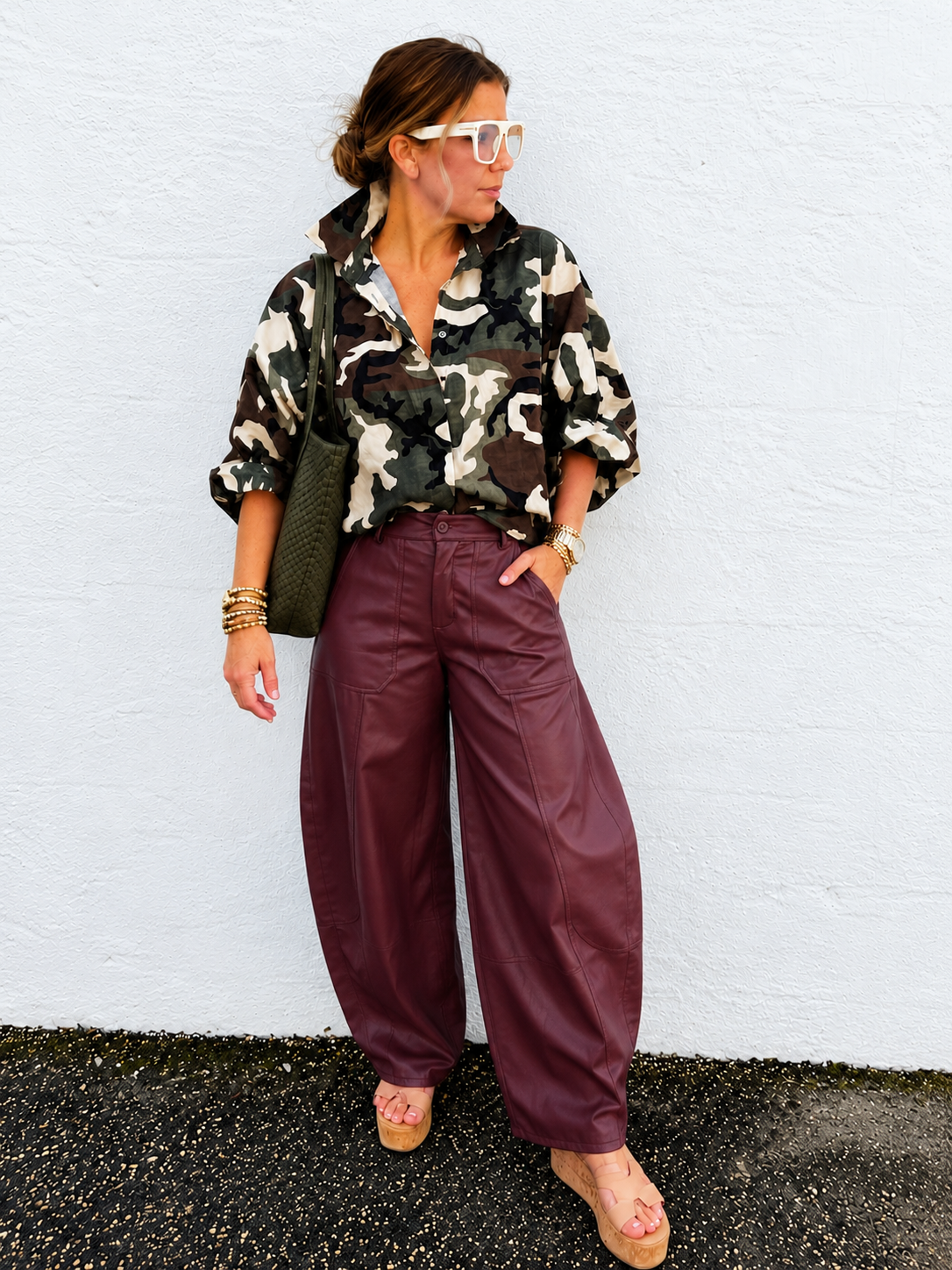 Valerie Vegan Leather Barrel Pants *2 colors