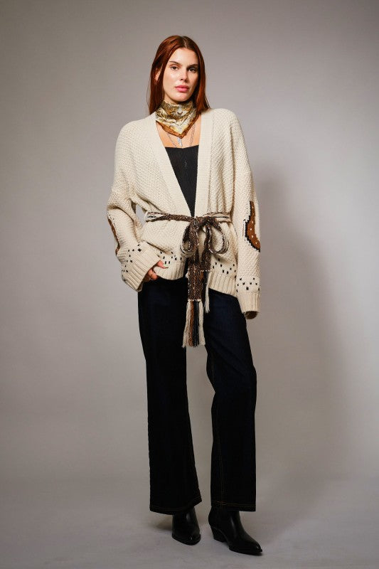 Western Horse Belted Cardigan Sweater PREORDER