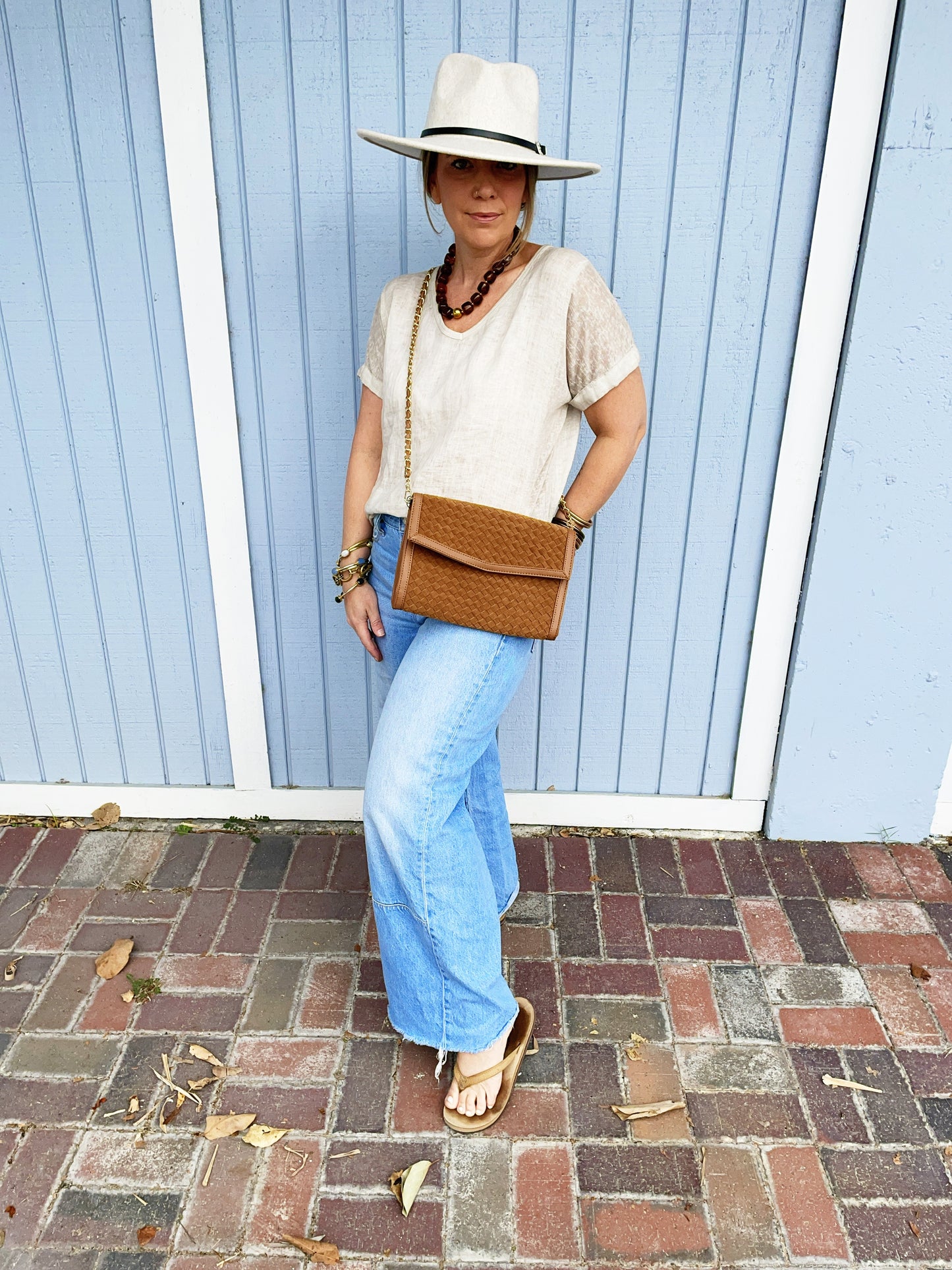 Beth Clutch- Woven Saddle Vegan Suede