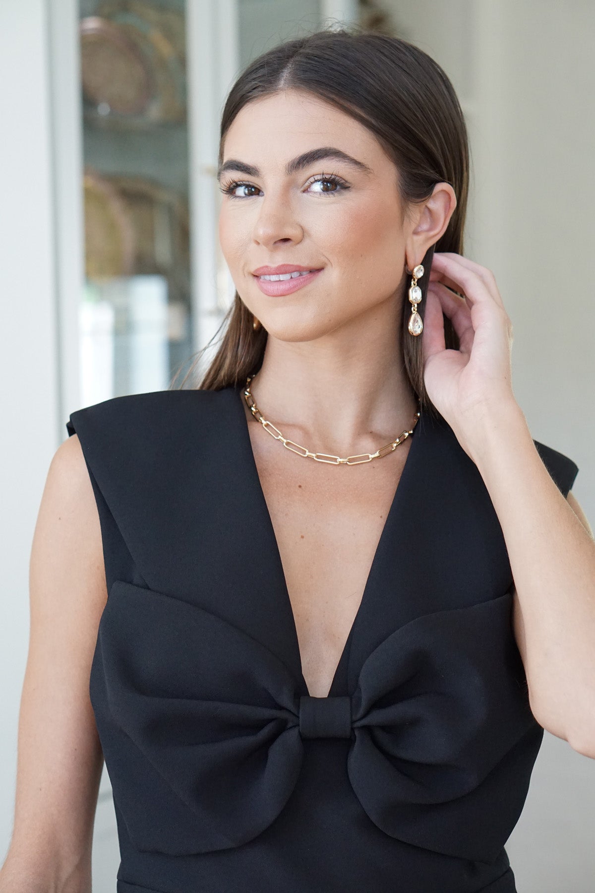 Daphne Rhinestone Linked Earrings in Clear