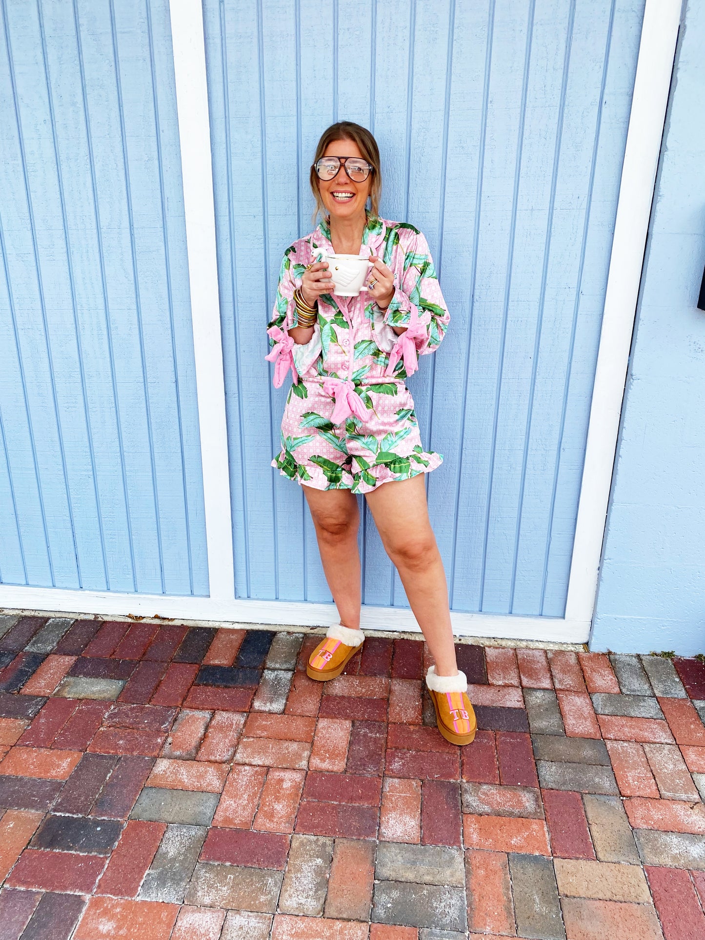 Pink with Green Palm Leaf Jammies