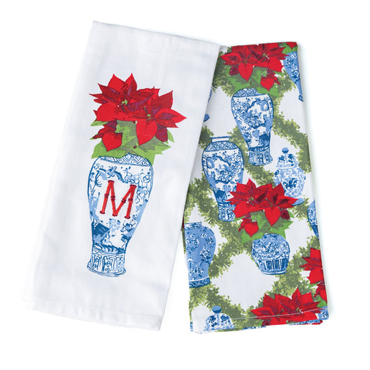 Poinsettia Ginger Jar Towel Set of 2
