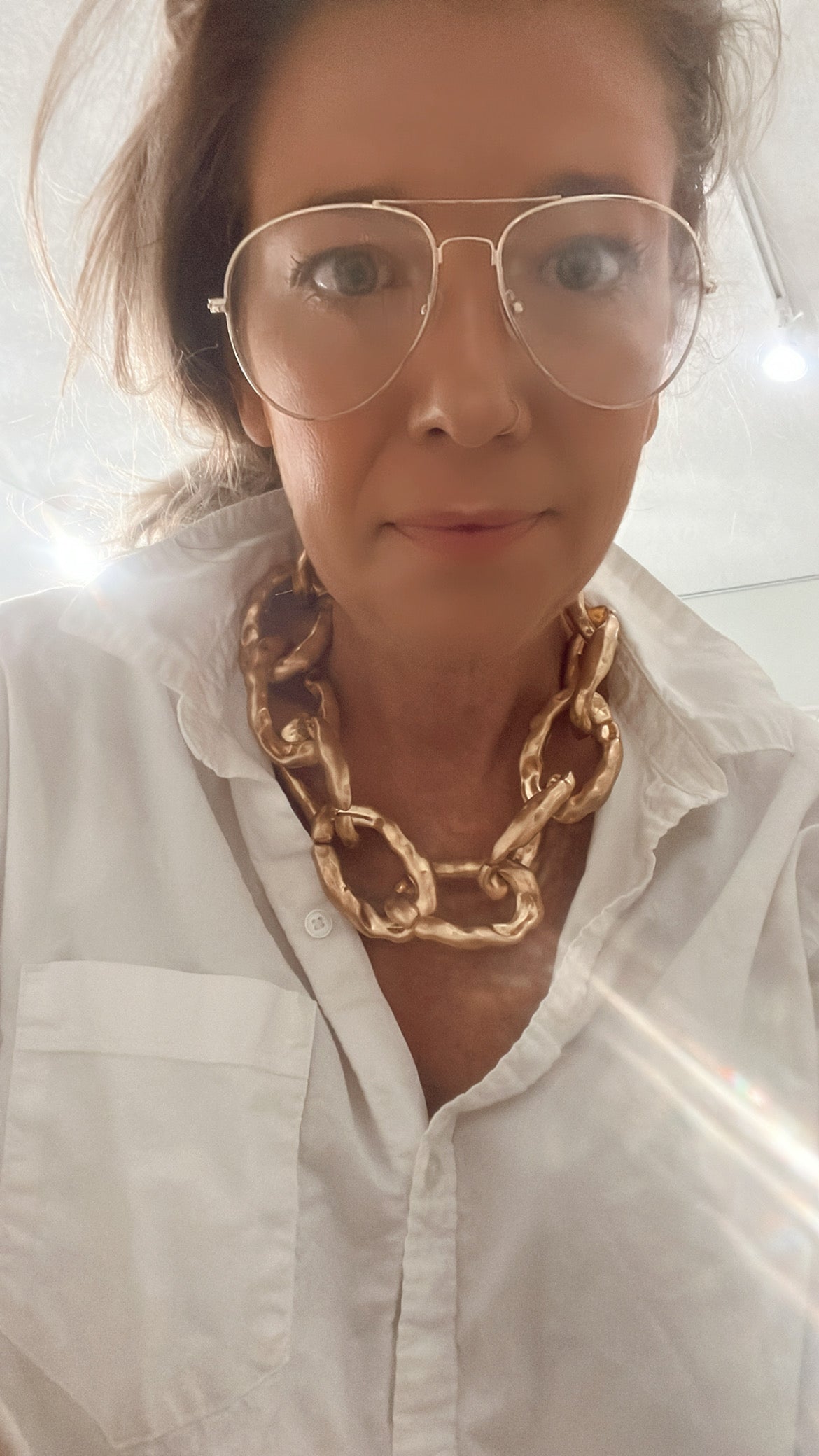 Hammered Gold Link Necklace