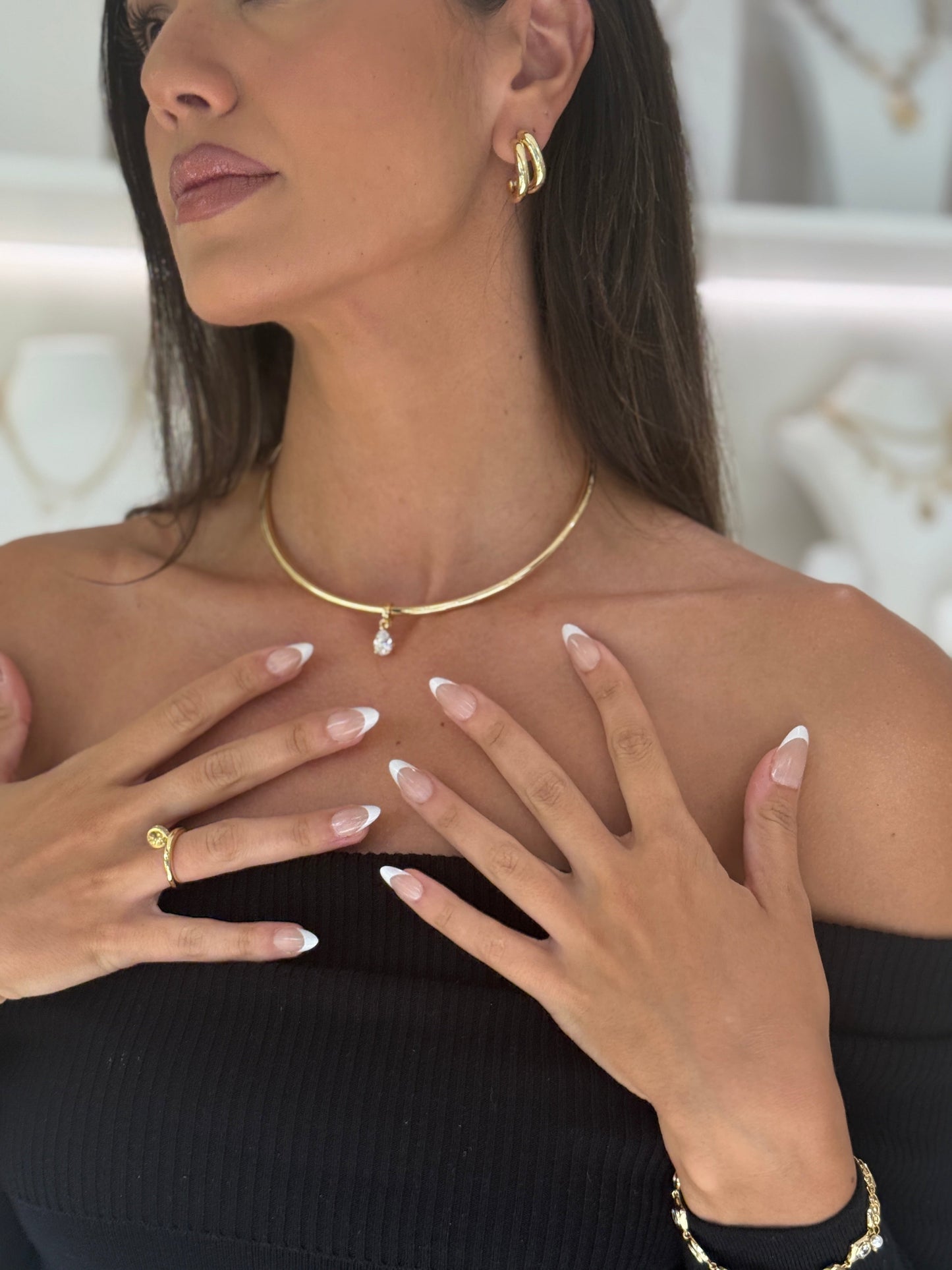 Pear Cut Necklace Cuff