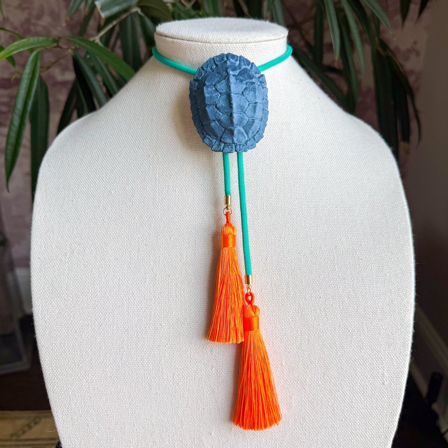 Tortoise Bolo Storm Blue with Turquoise & Orange