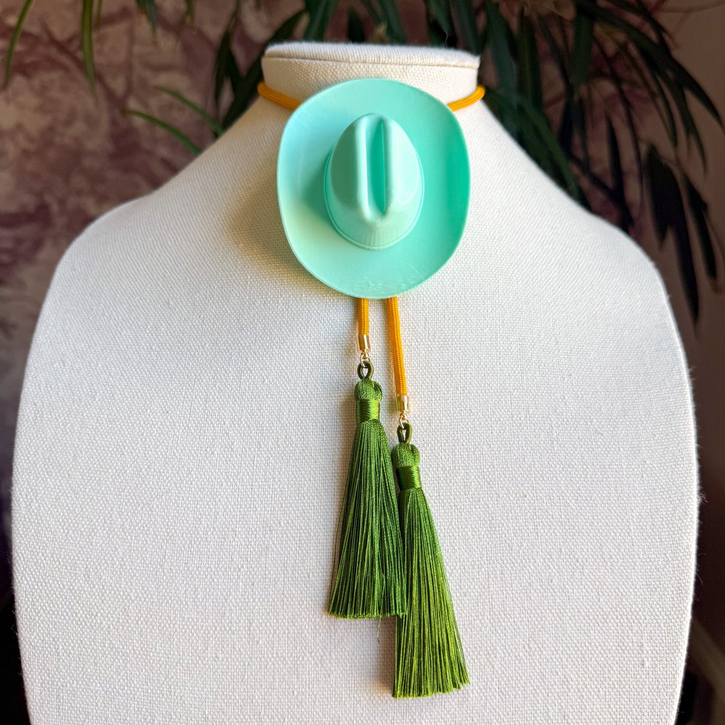 Cowboy Hat Bolo Turquoise with Golden Yellow & Olive