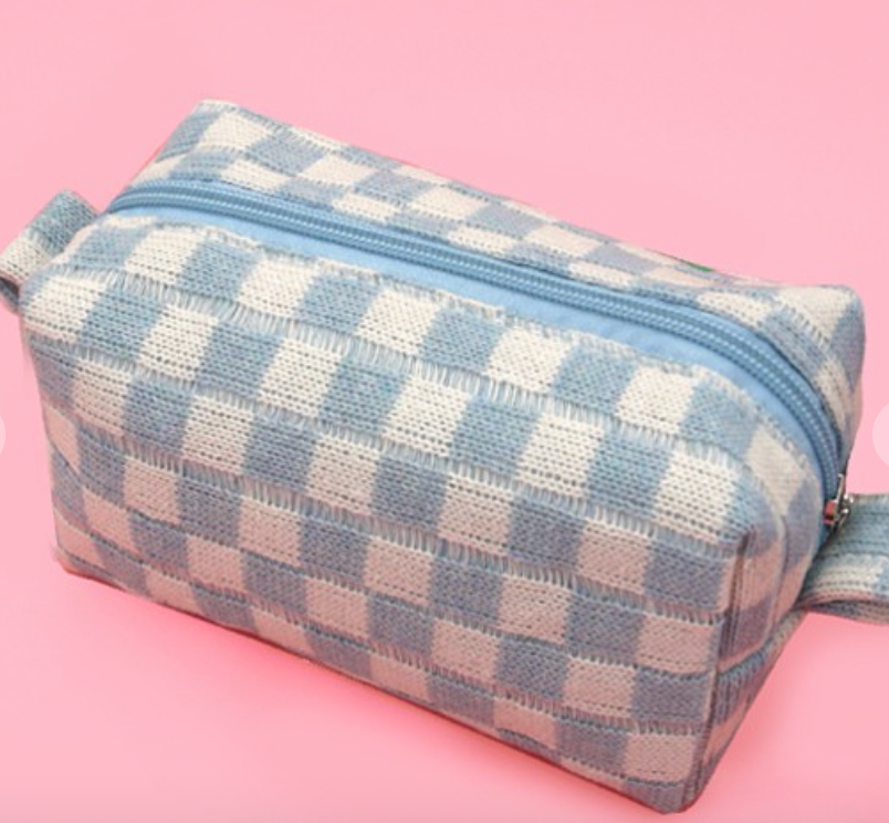 Checkered Makeup Pouch