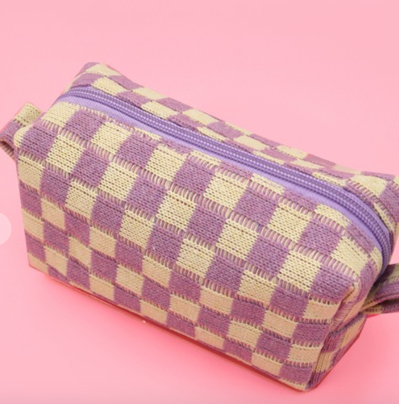 Checkered Makeup Pouch