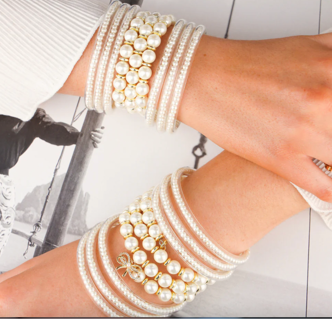 Three Queens All Weather Bangles® (AWB®) - White Pearl MEDIUM