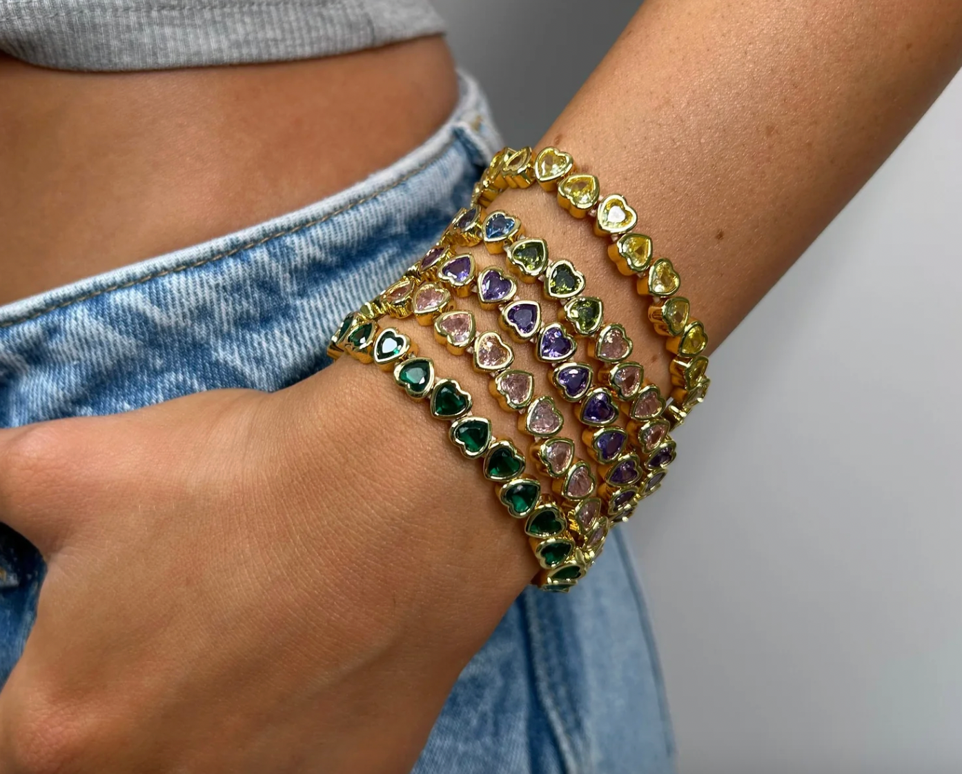 Stretchy Bezel Heart Bracelet