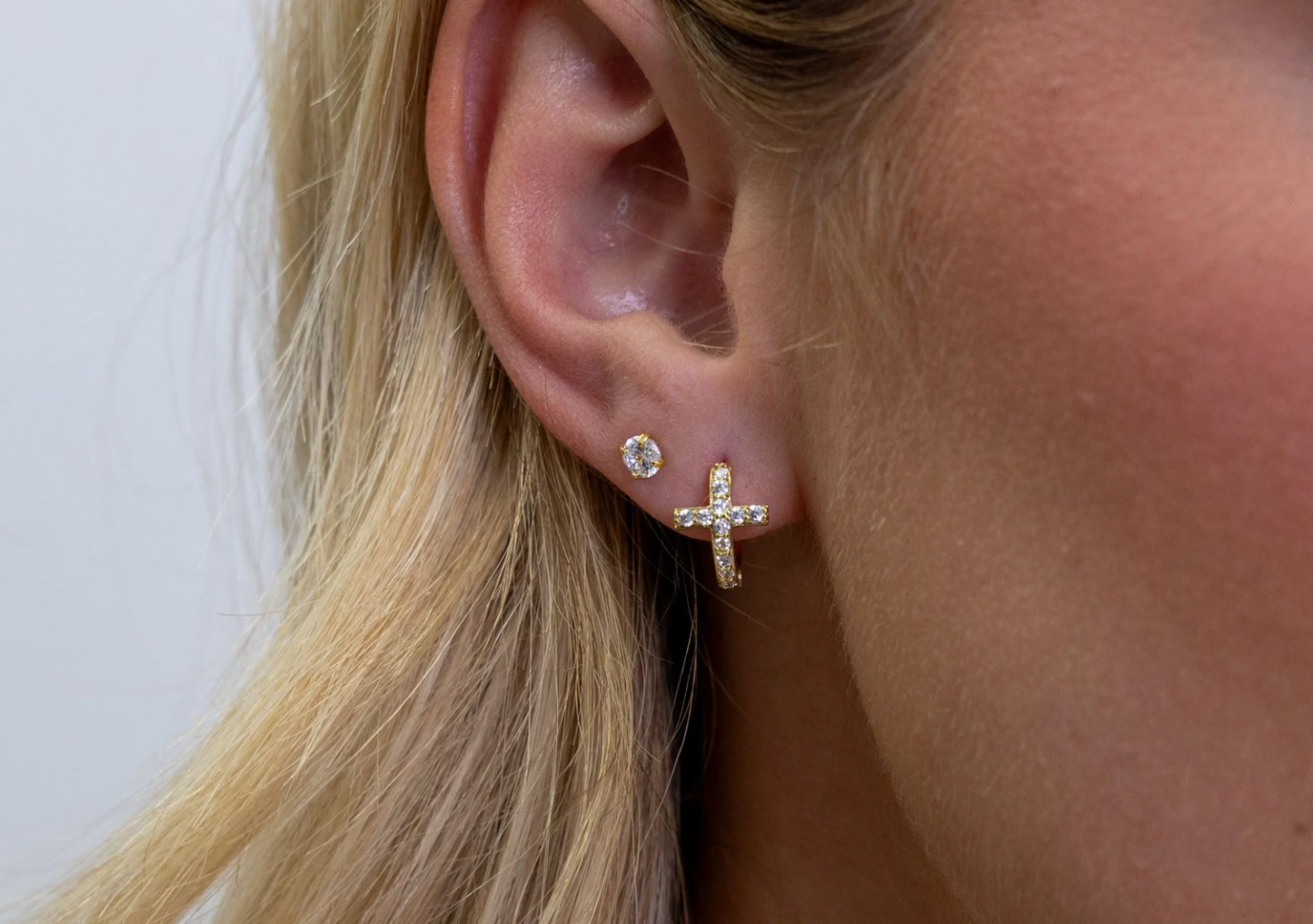 Huggie Cross Earrings