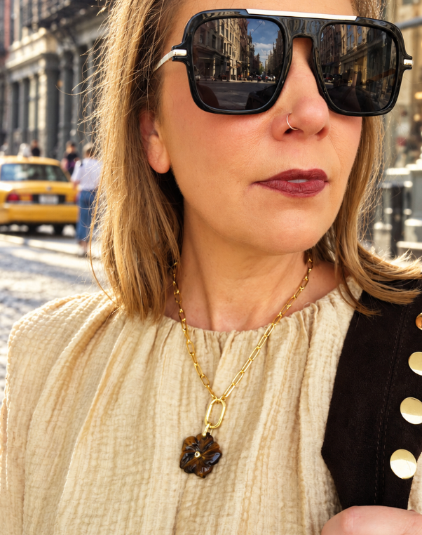Liam Tigers Eye Flower Necklace