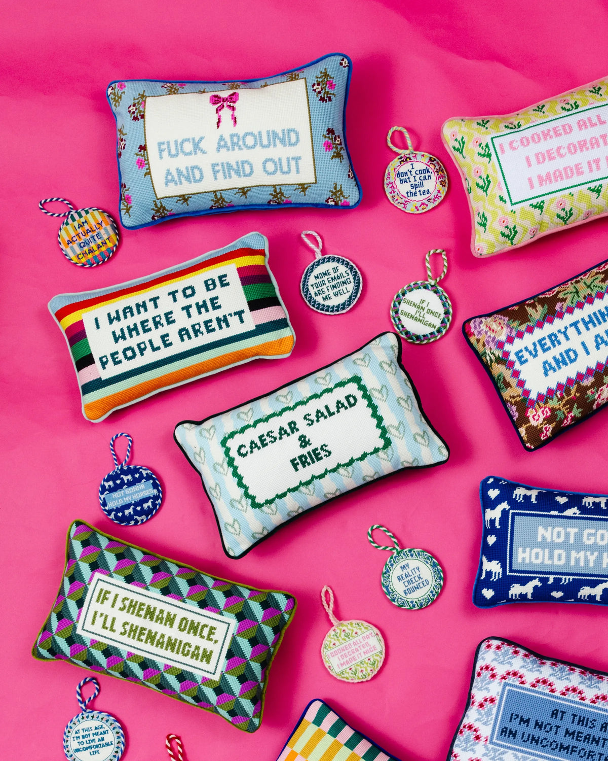 Fuck Around Needlepoint Pillow