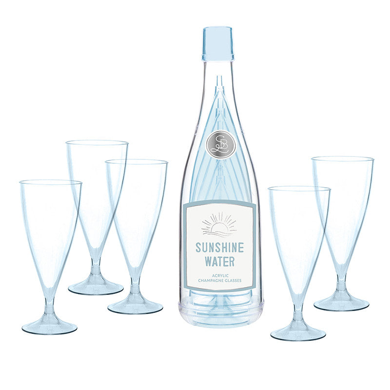 Acrylic Champagne Bottle + Glasses - Sunshine Water PREORDER EARLY FEB