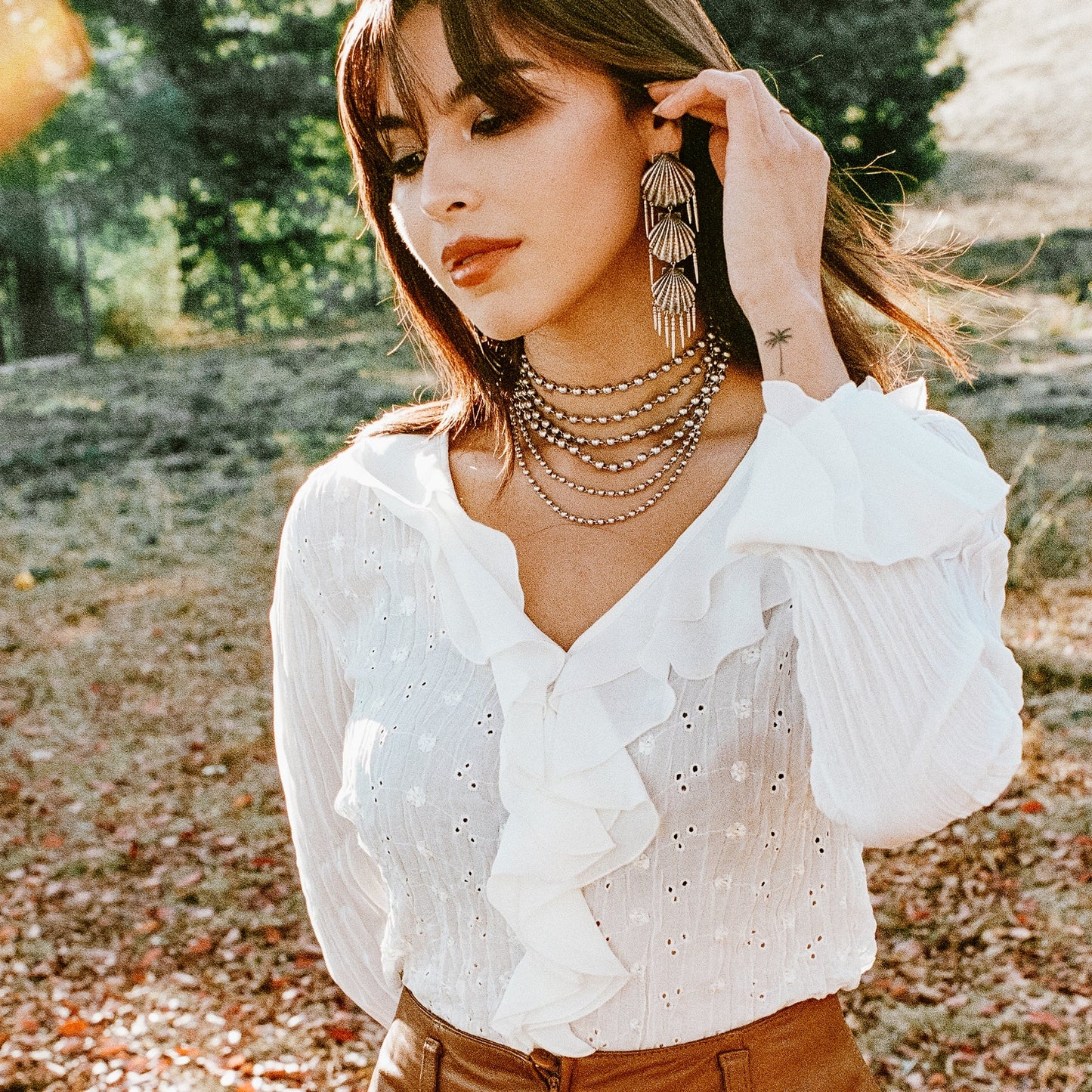 Delmar Shell Statement Earrings Antique Silver