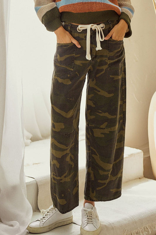 Camo Relaxed Fit Rope String Pants PREORDER