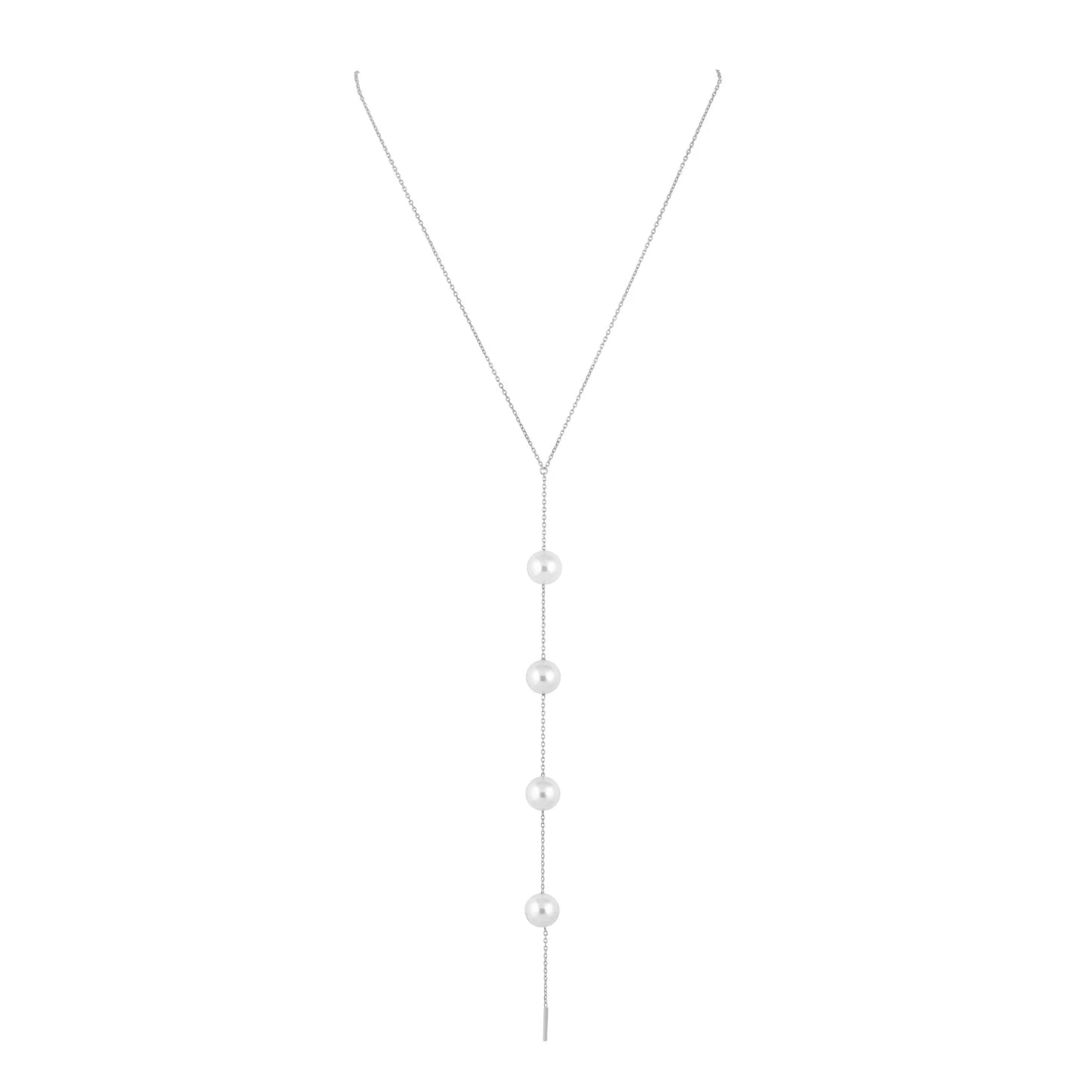 Chrissy Pearl Lariat in Silver
