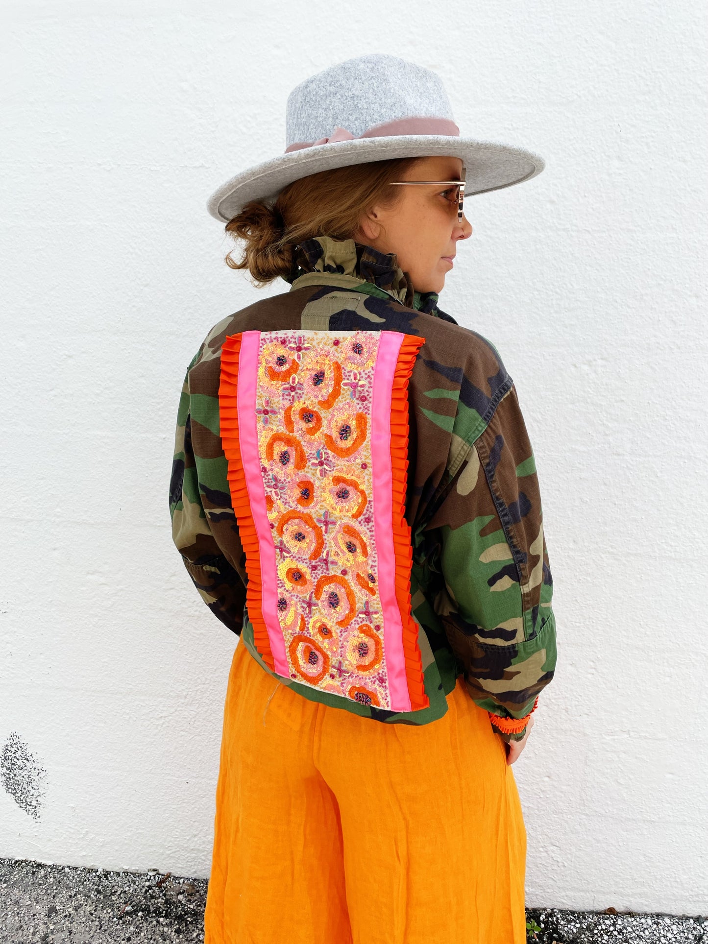 Camo Jacket with Ruffle