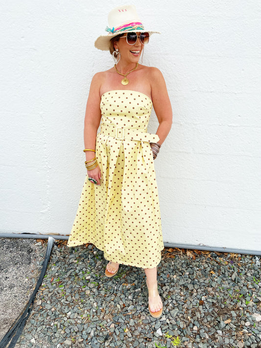 Diane Polka Dot Dress - Yellow - FINAL SALE