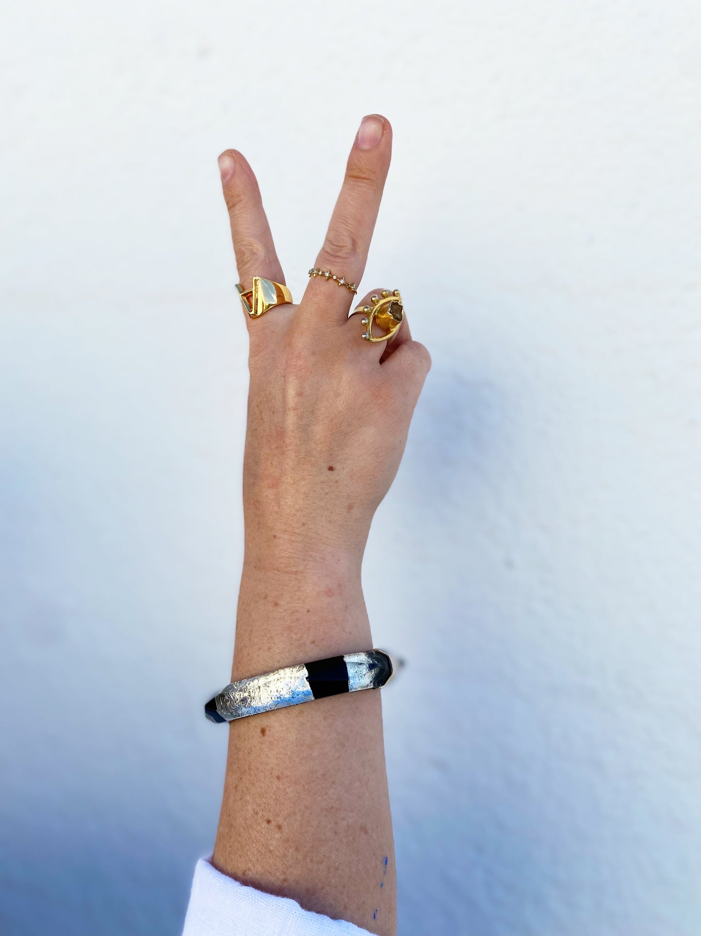 Gold Leaf Thin Faceted Lucite Bangles *SAMPLE SALE