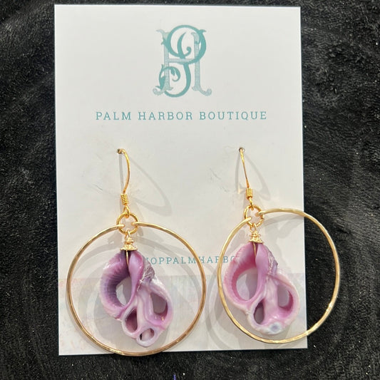 Hawaiian Gold Plated- Mahalo Sea Shell Earrings