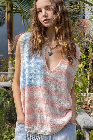 American Flag Sweater Top