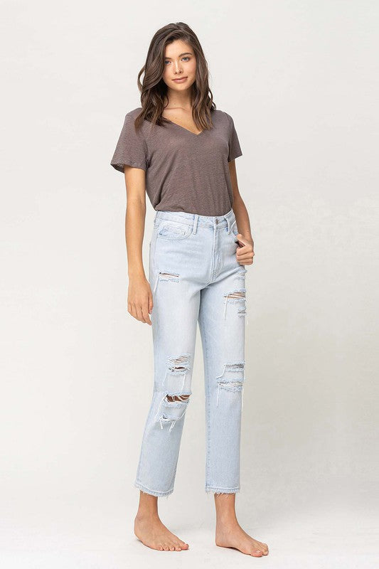 Super High Rise Distressed Crop Straight Jeans *Online Only