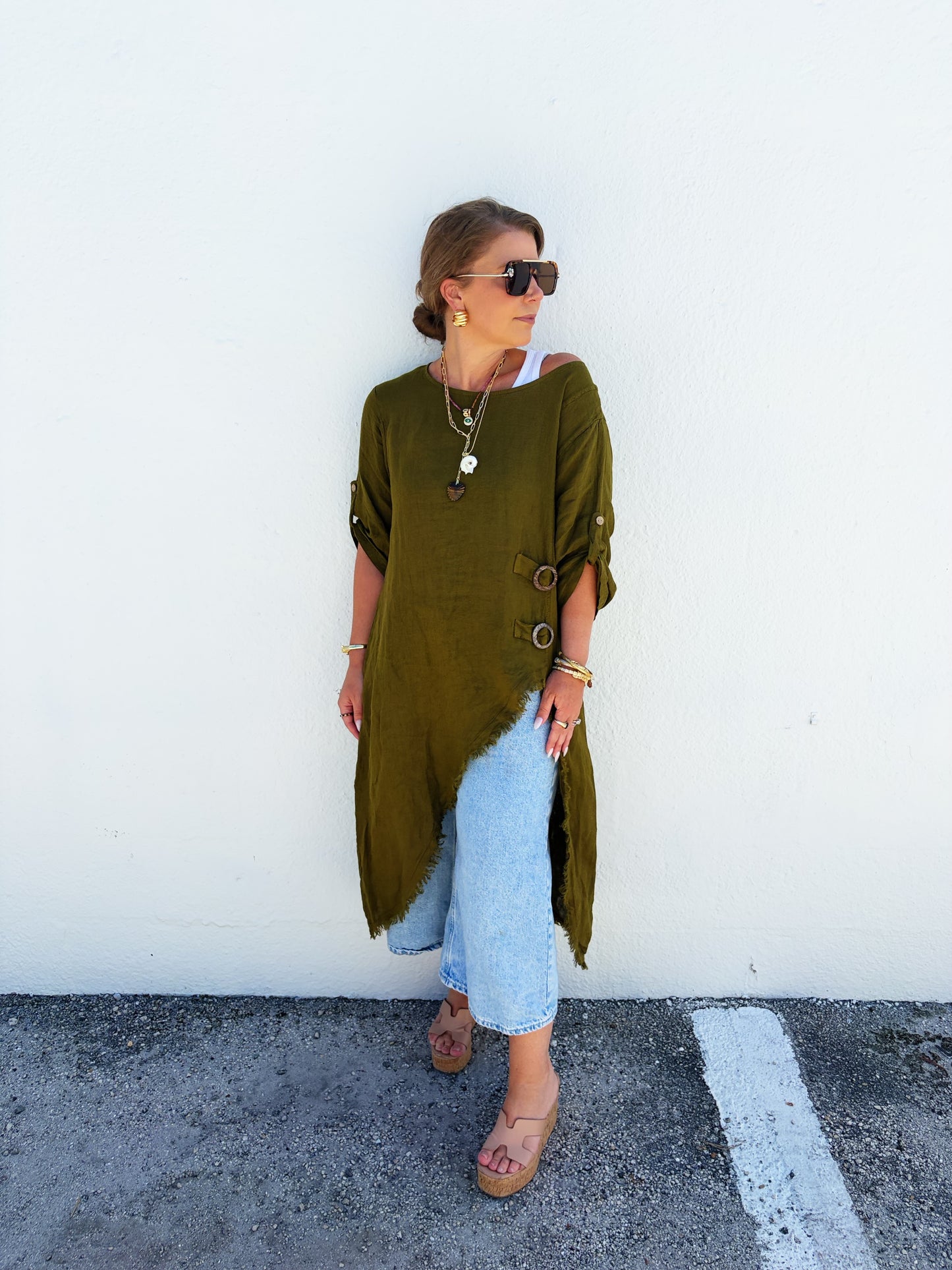 Lane High/Low Linen Top
